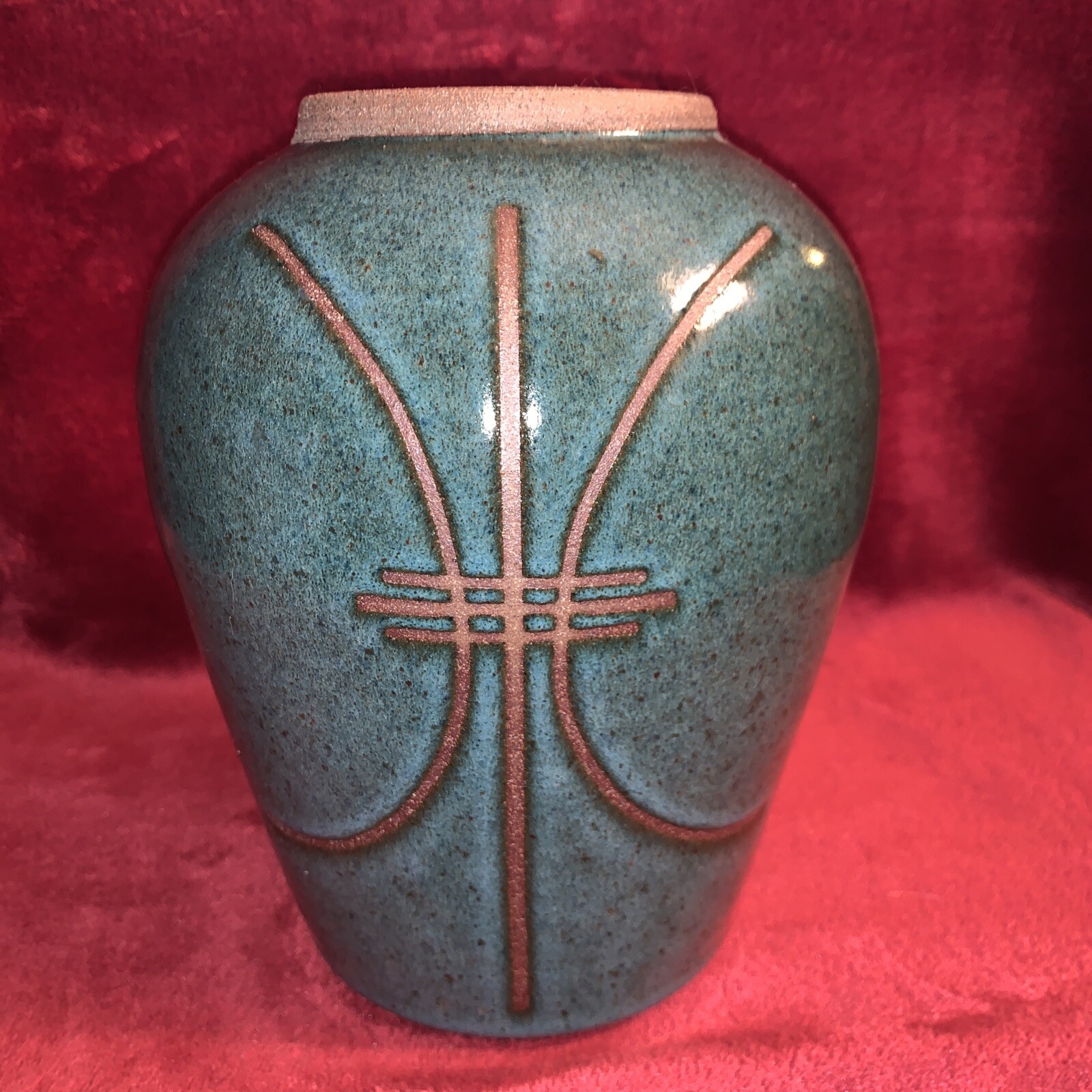 Vintage Ikebana Studio Pottery by Carole Westlund Signed Teal. Approx. 8” Tall