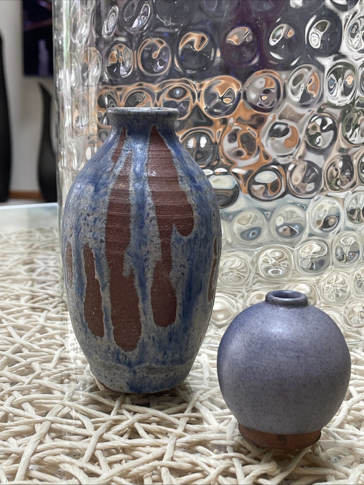 VTG MCM Handmade Miniature Pottery Decorative Vases With Artist Signed PERFECT