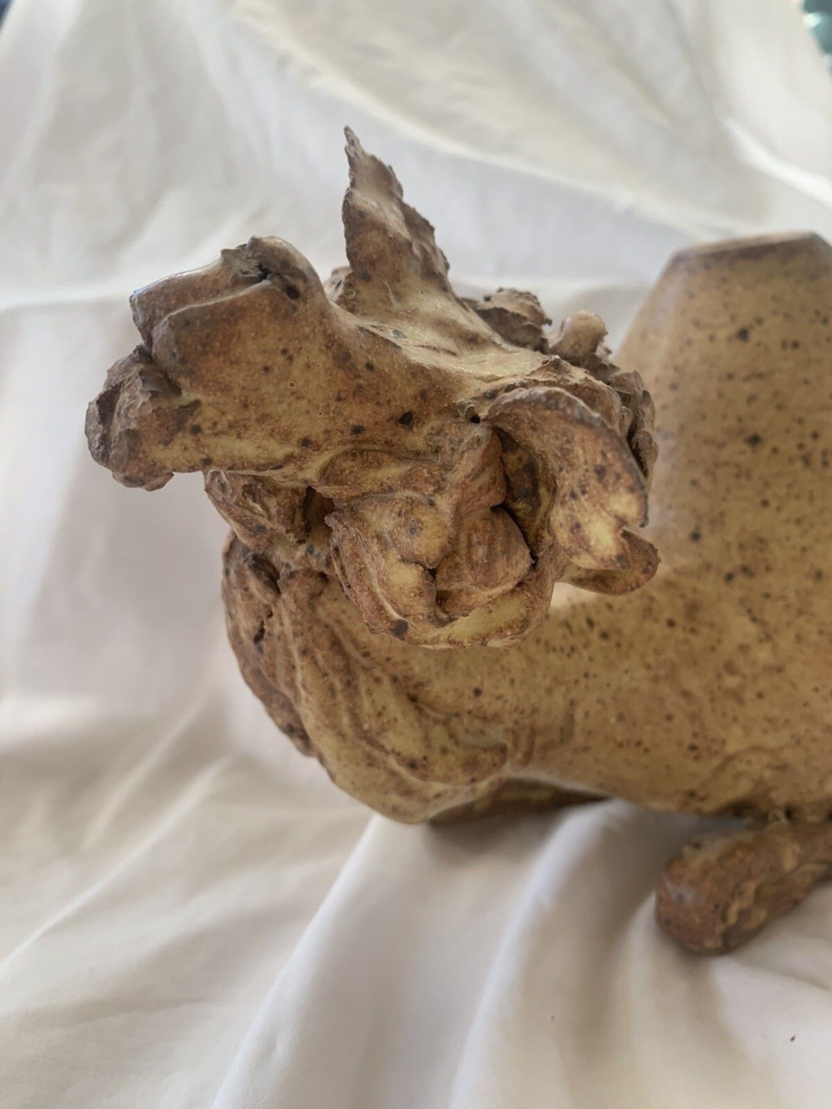 VTG Handmade Camel Sculpture Art Pottery Large Heavy Rustic Primitive 9.5”