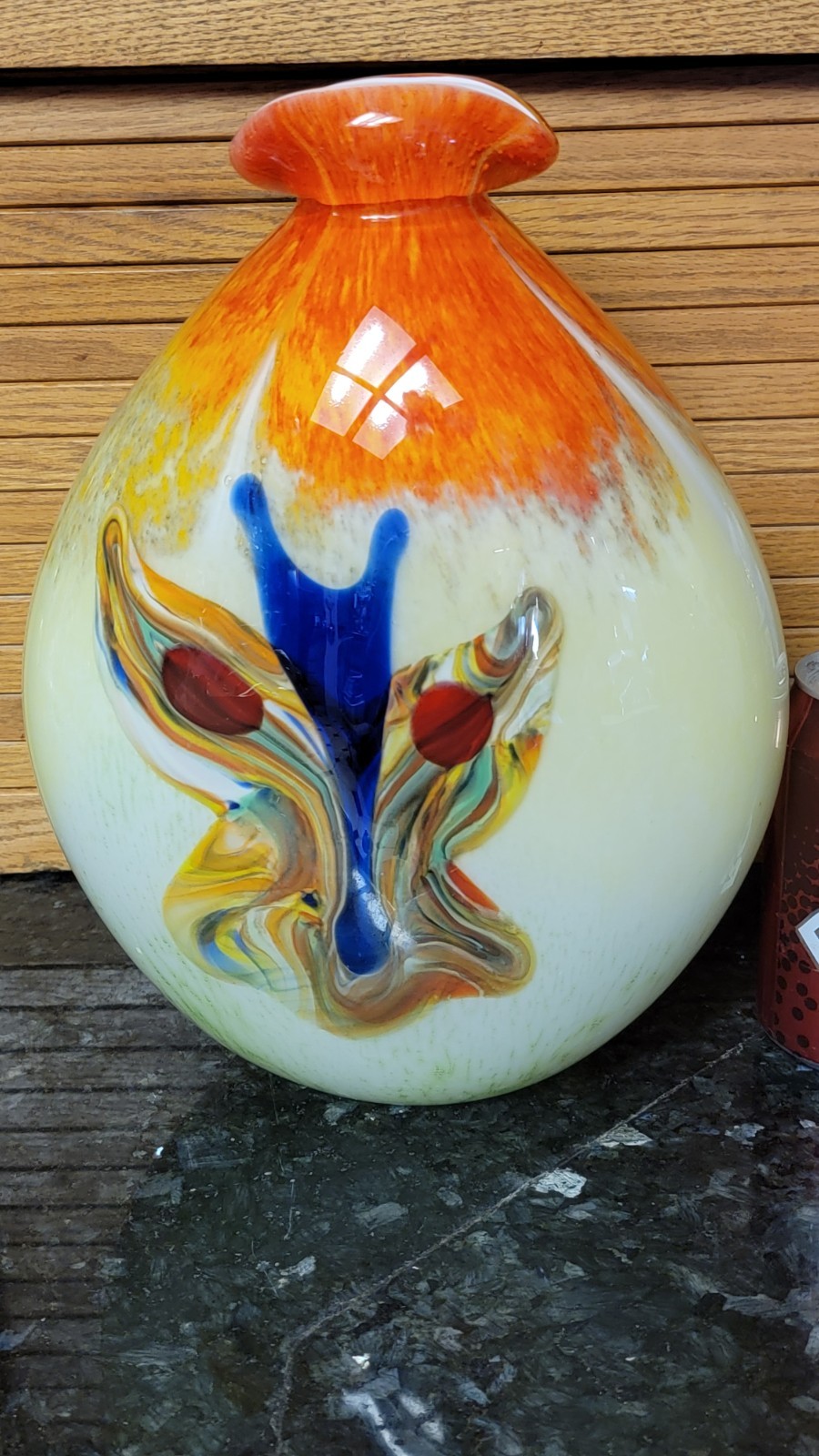 8 lbs Glass HANDMADE Vase/ Decanter UNIQUE Butterflies From Murano, Italy BEAUTY