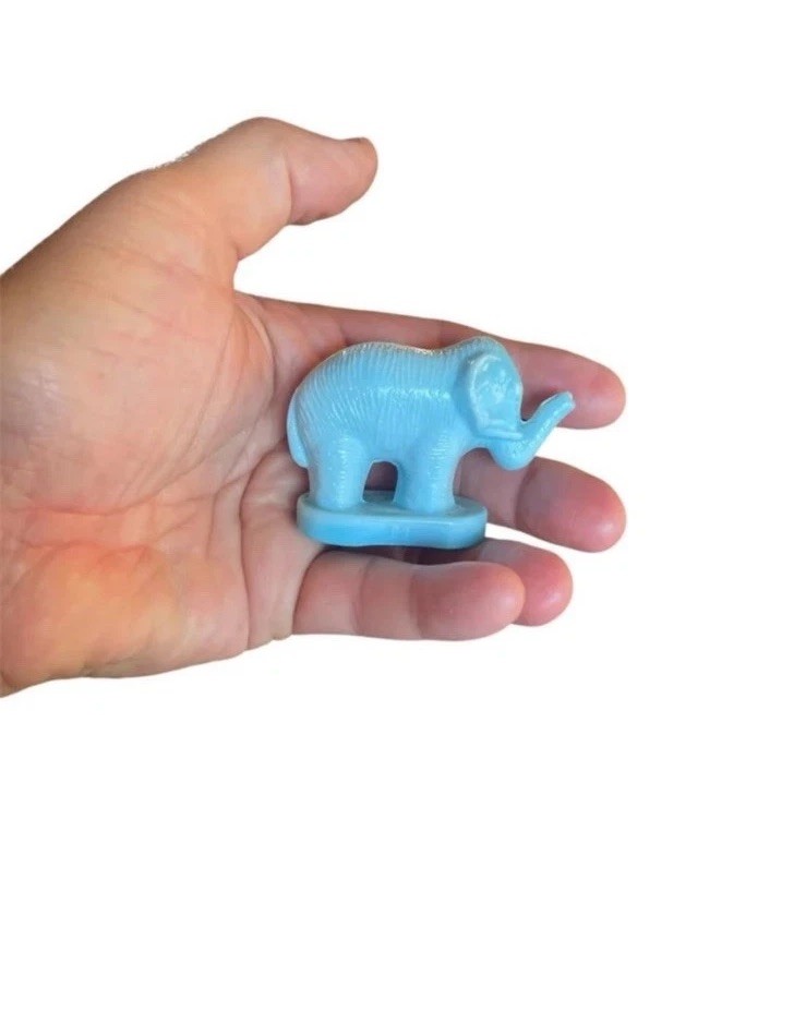 Vintage 80s Mosser solid Art Glass Trunk Up Elephant Lucky Figurine Miniature 2″