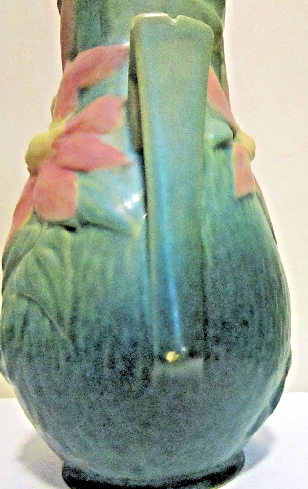Roseville Pottery 8” VASE Clematis, Forest Green 108-8