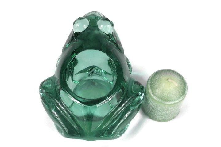Indiana Glass Lot of 2 Spanish Frog Votive Holder Tea Light Heavy Paperweight 5