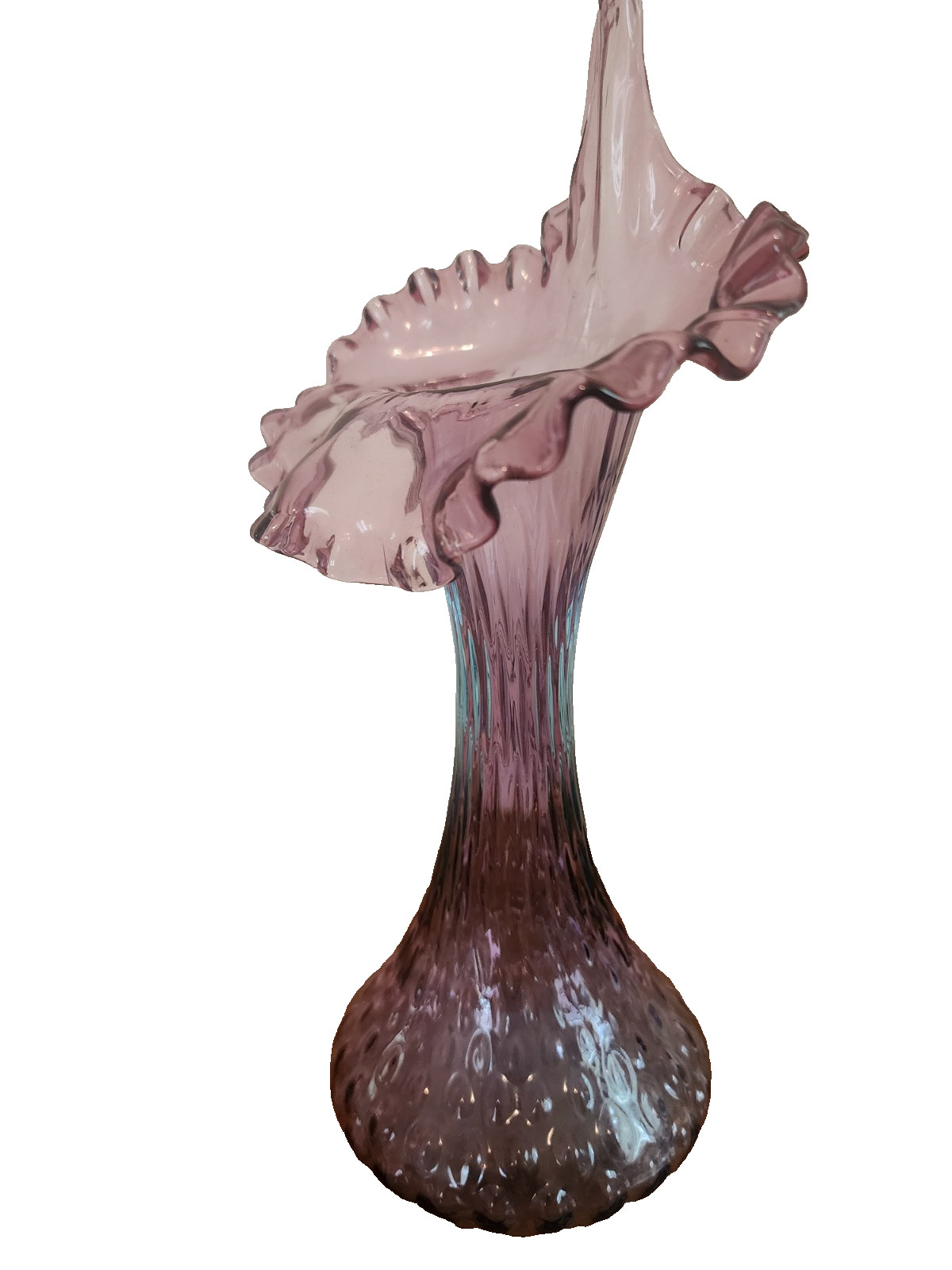 Fenton Art Glass, 11.25″ Mulberry Optic Purple / Blue Jack in The Pulpit Vase