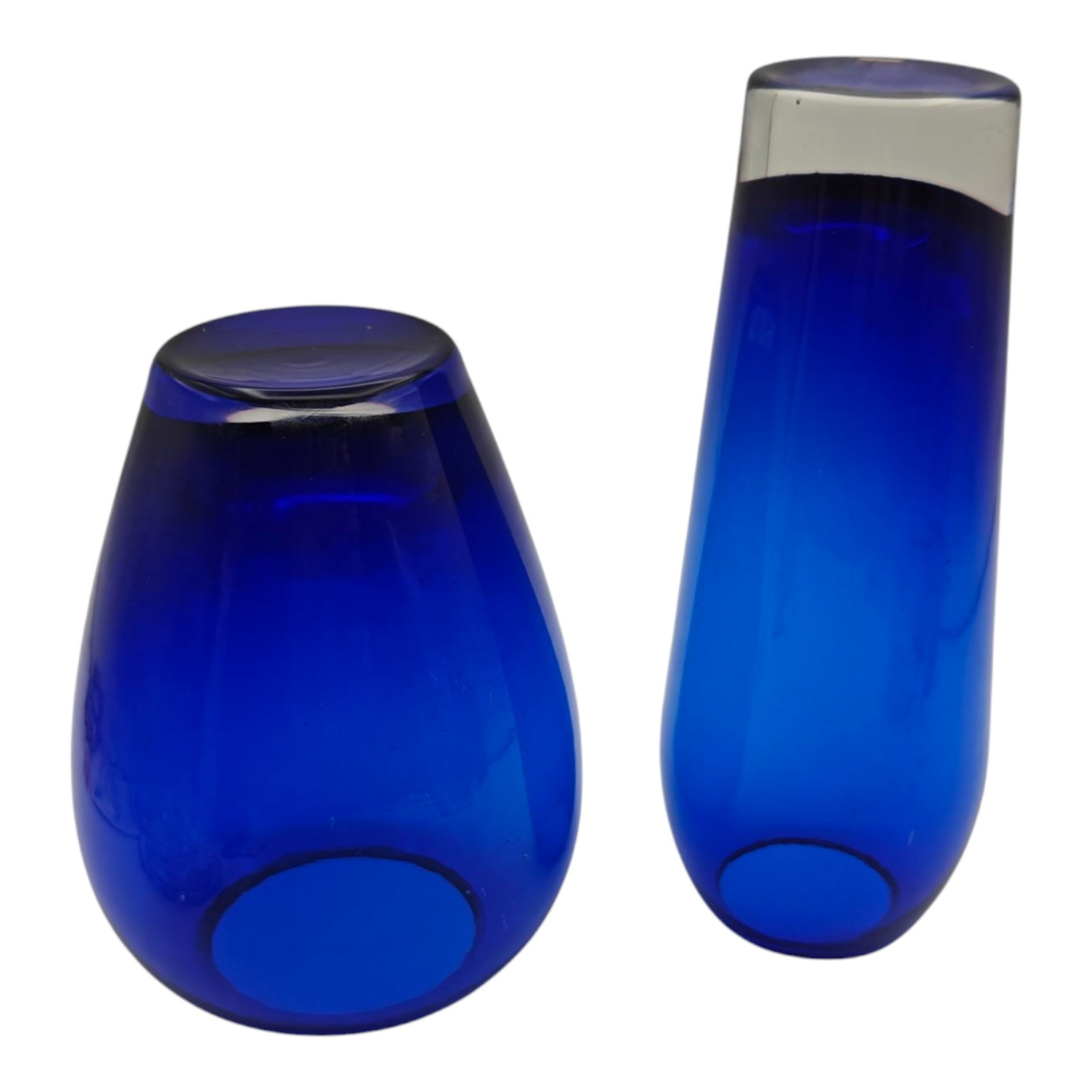 Cobalt Blue Glass Vases Lot Of 2 W Flaws READ!!
