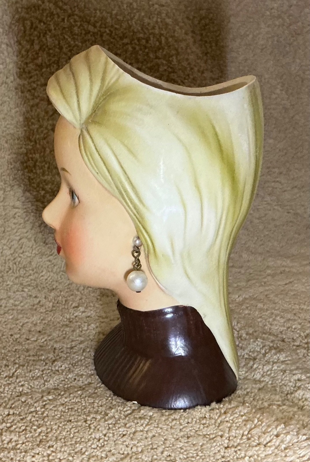 Relpo Vintage K 1925 Teen Head Vase 5.5” Blonde Planter Great Condition K1925