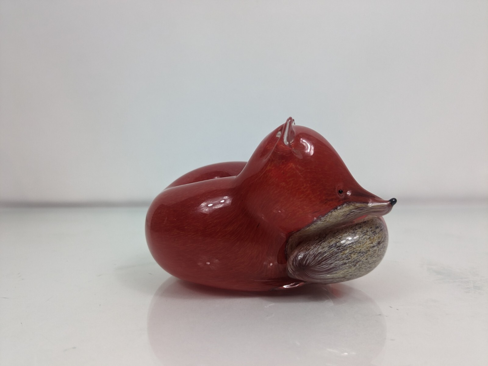 Beautiful Langham England Fox Paperweight HandBlown Art Glass Signed Paul Miller