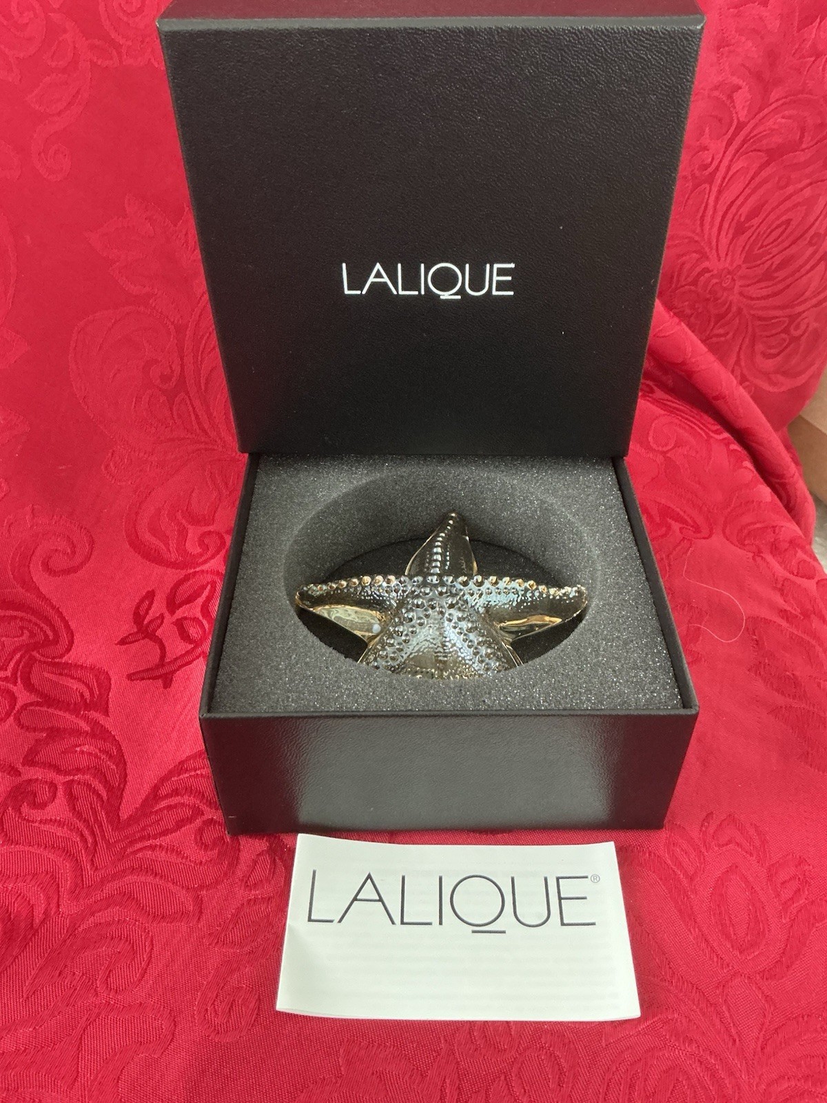 NIB FLAWLESS Exquisite LALIQUE France Glass Crystal OCEANIA Gold STARFISH Figure