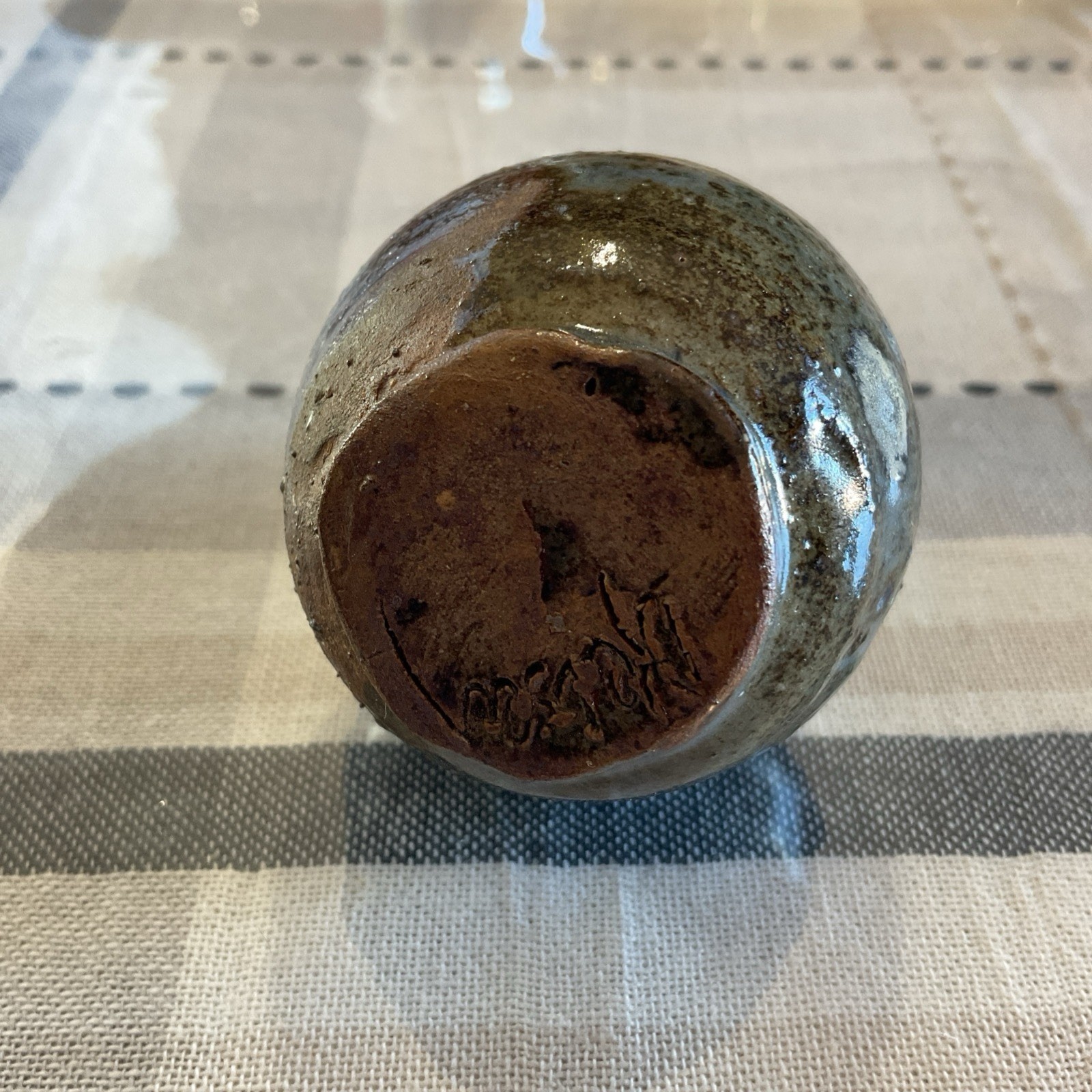 Pottery Bud Vase 3 Inches Tall Signed