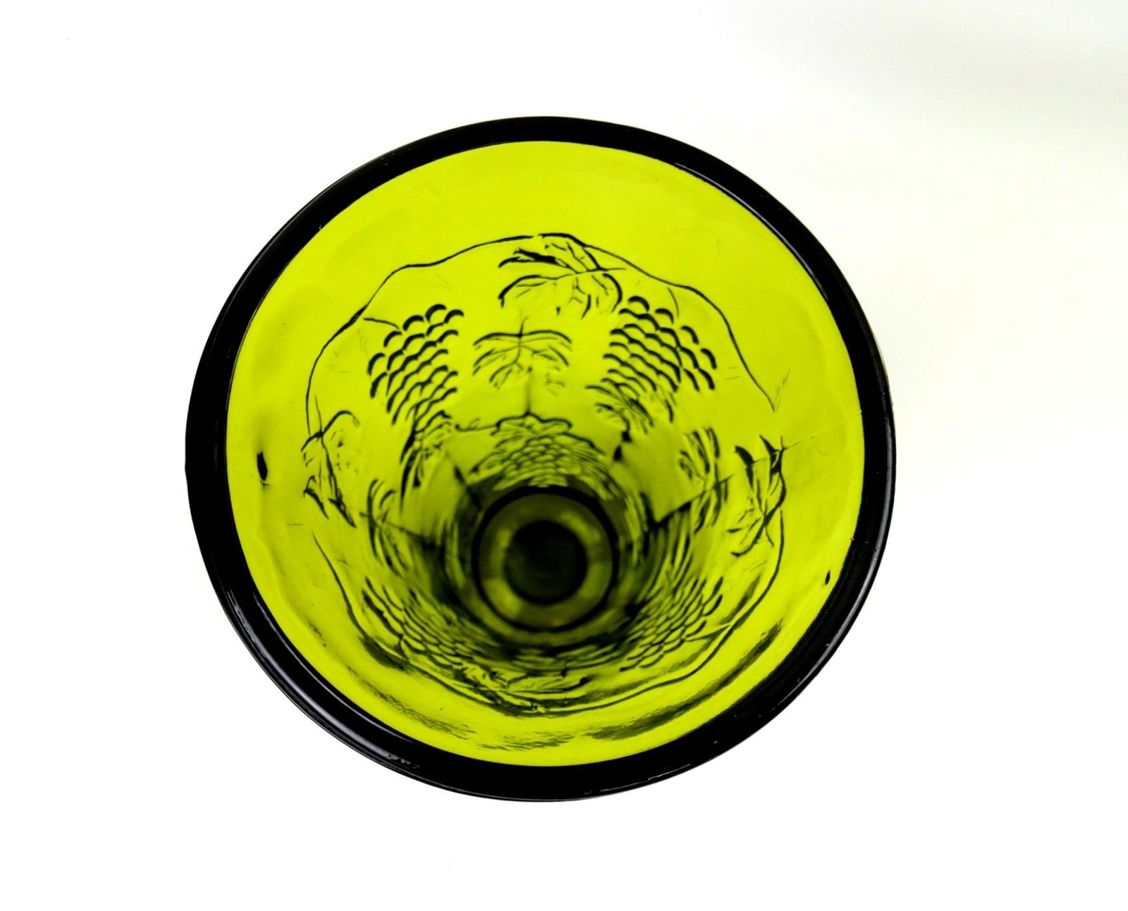 Colony Glass Harvest Pattern Green Grape Relief Vintage 7 5/8″ Vase 1960-1980