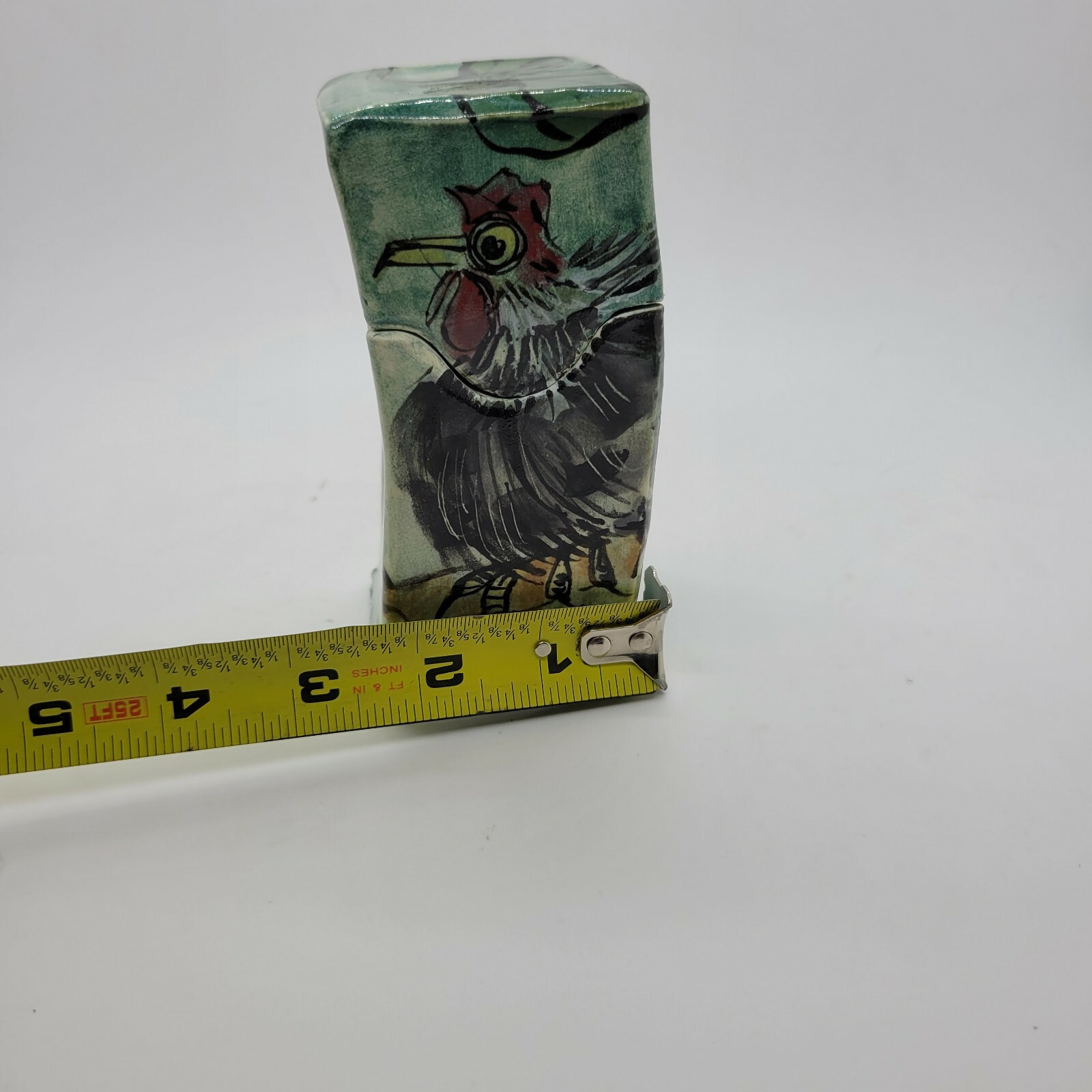 BEAUTIFUL Signed NANCY SALAMON Studio Design Pottery Rooster Box Container