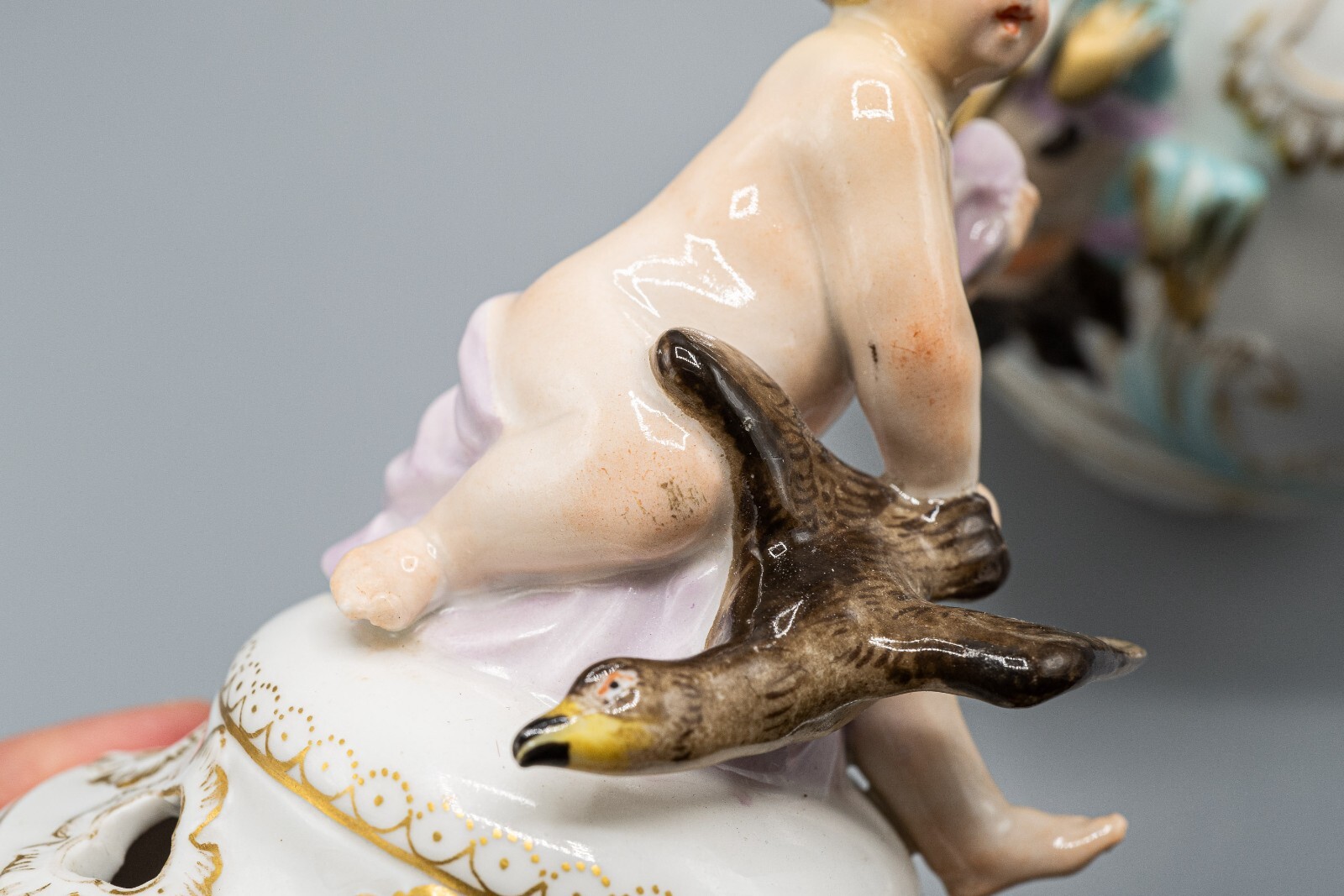 KPM Royal Berlin Covered Urn Putti Eagle Jester Floral Flowers Antique 13 1/2″ H