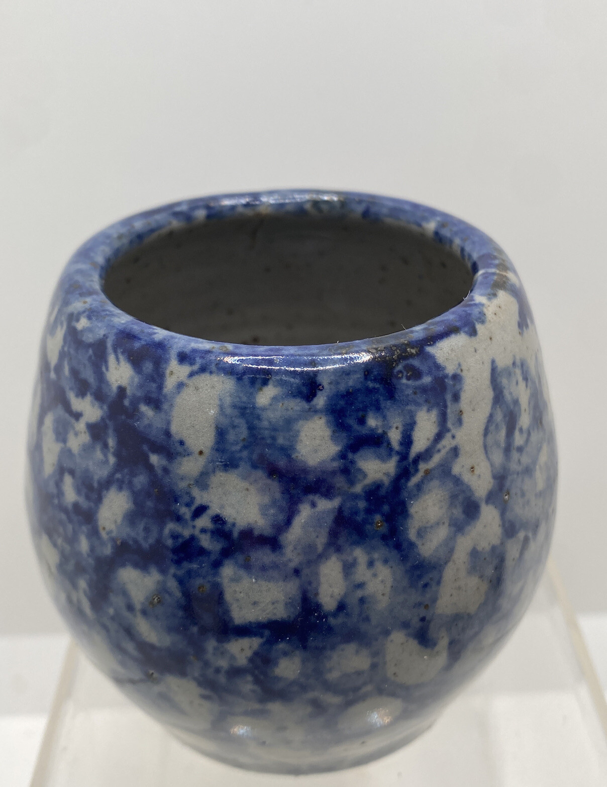 Vintage Bastine Pottery 1997 Small Blue Spongeware bowl/vase