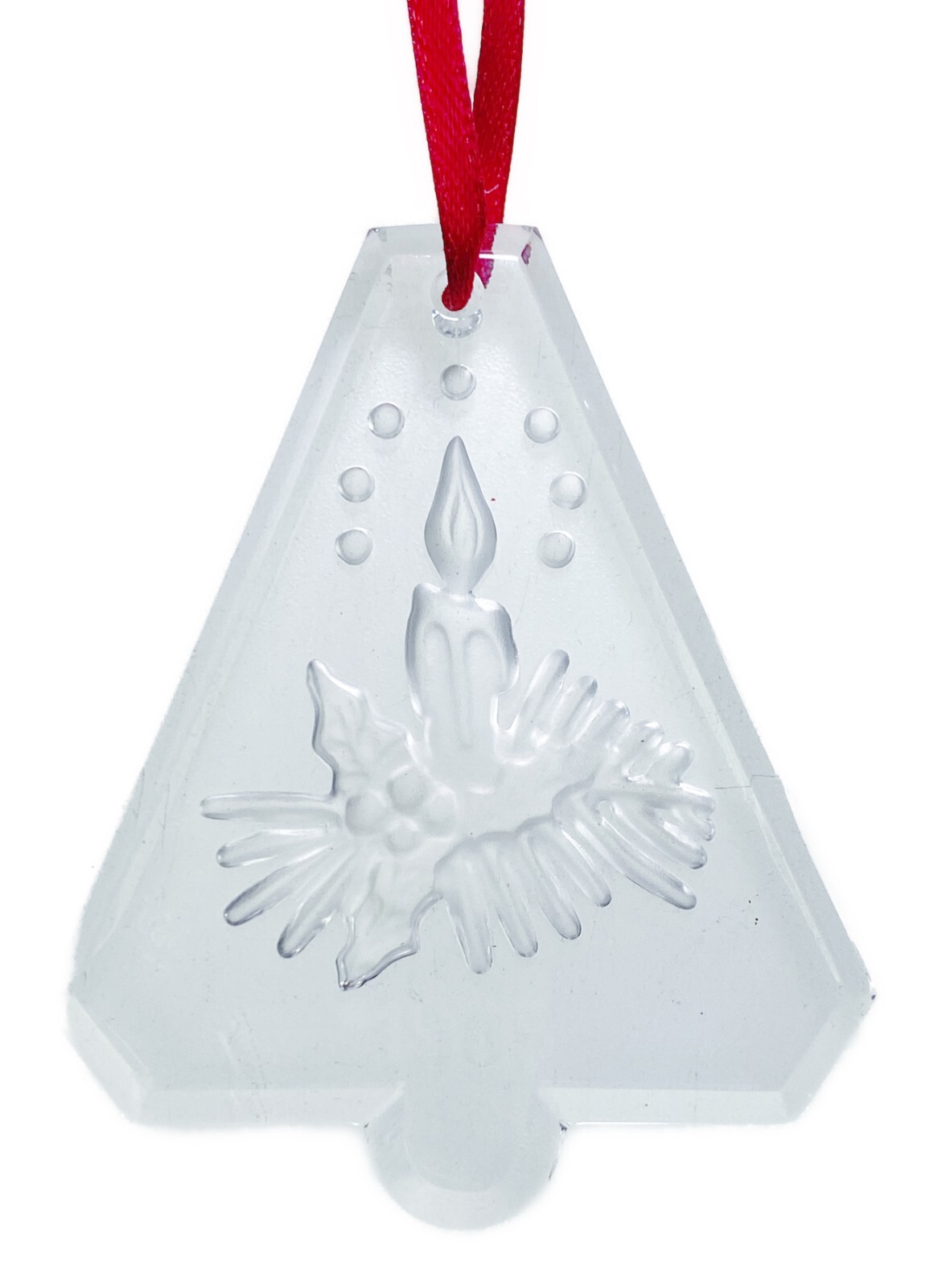 1985 Val Saint Lambert Larry Laslo Crystal Christmas Candle Ornament Vtg Box