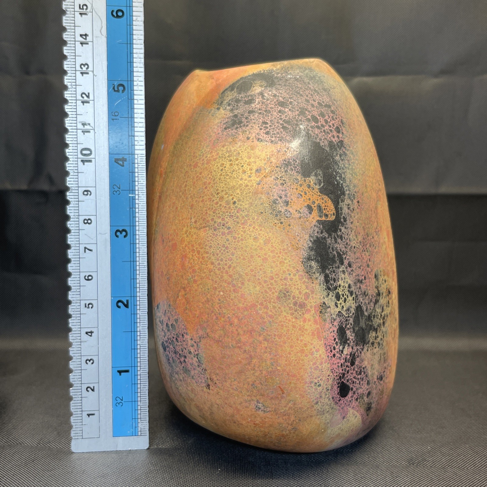 Standing Stones vase Nicholas Bernard Pottery In Orange Pink Black Design 1993