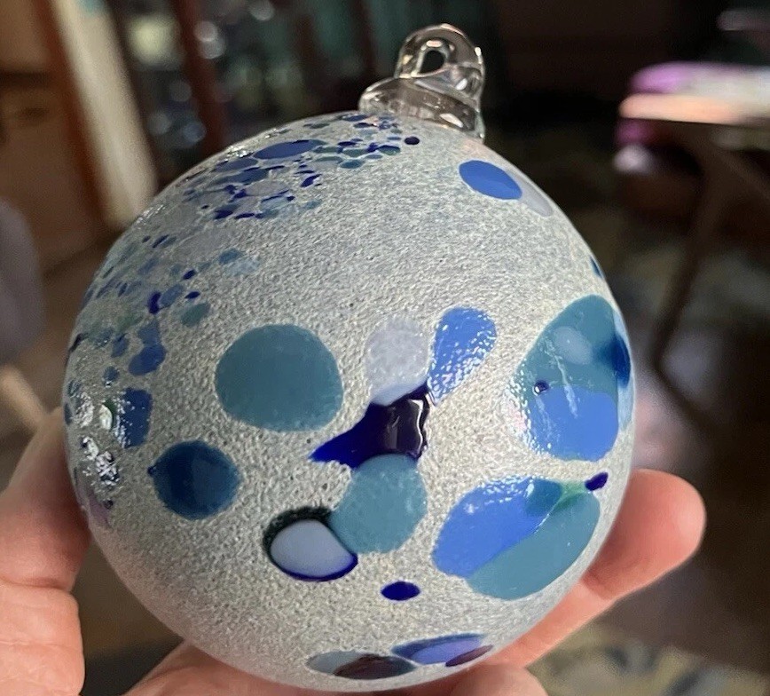 Studio Art Glass Ornament Texture Heavy Spotted Friendship Ball Orb