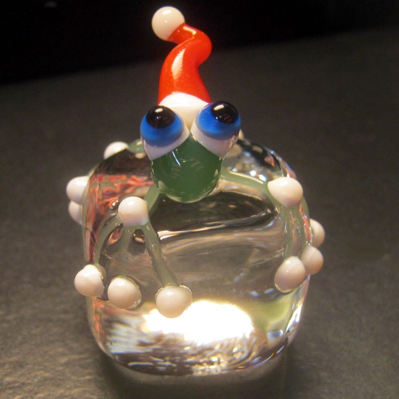 Boomwire Glass Ice Cube Frog mini decor paperweight lampwork handmade sculpture