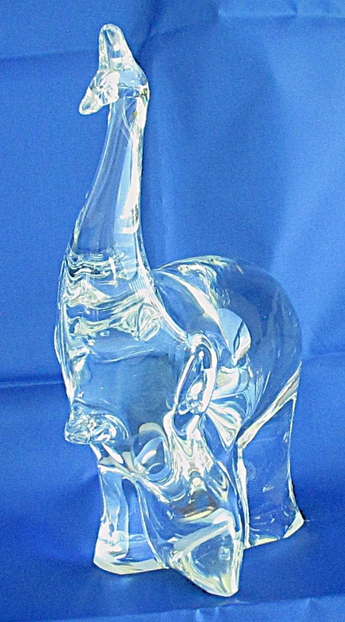 Eneryda Sweden Art Glass Crystal Elephant Paperweight 8 inches Tall