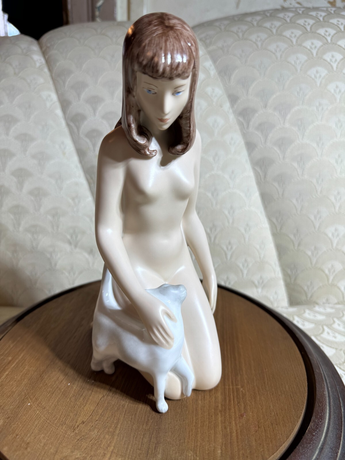 Royal Dux Nude Female with Cat Figurine – Designed By Cernoch – 9.0 Inches Tall