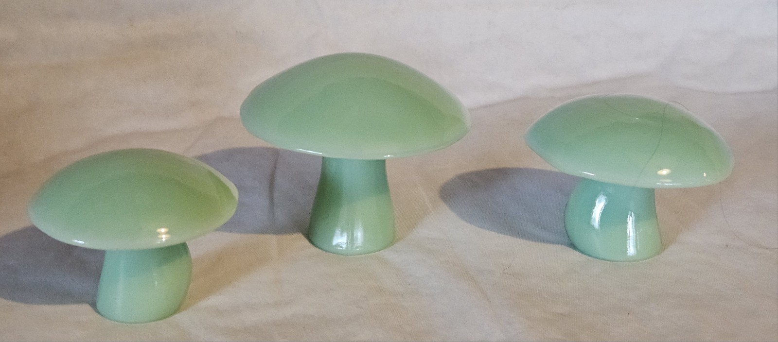 Viking Mold By Mosser Jadeite Jade Green Mushrooms Limited Set Of Three Mushroom