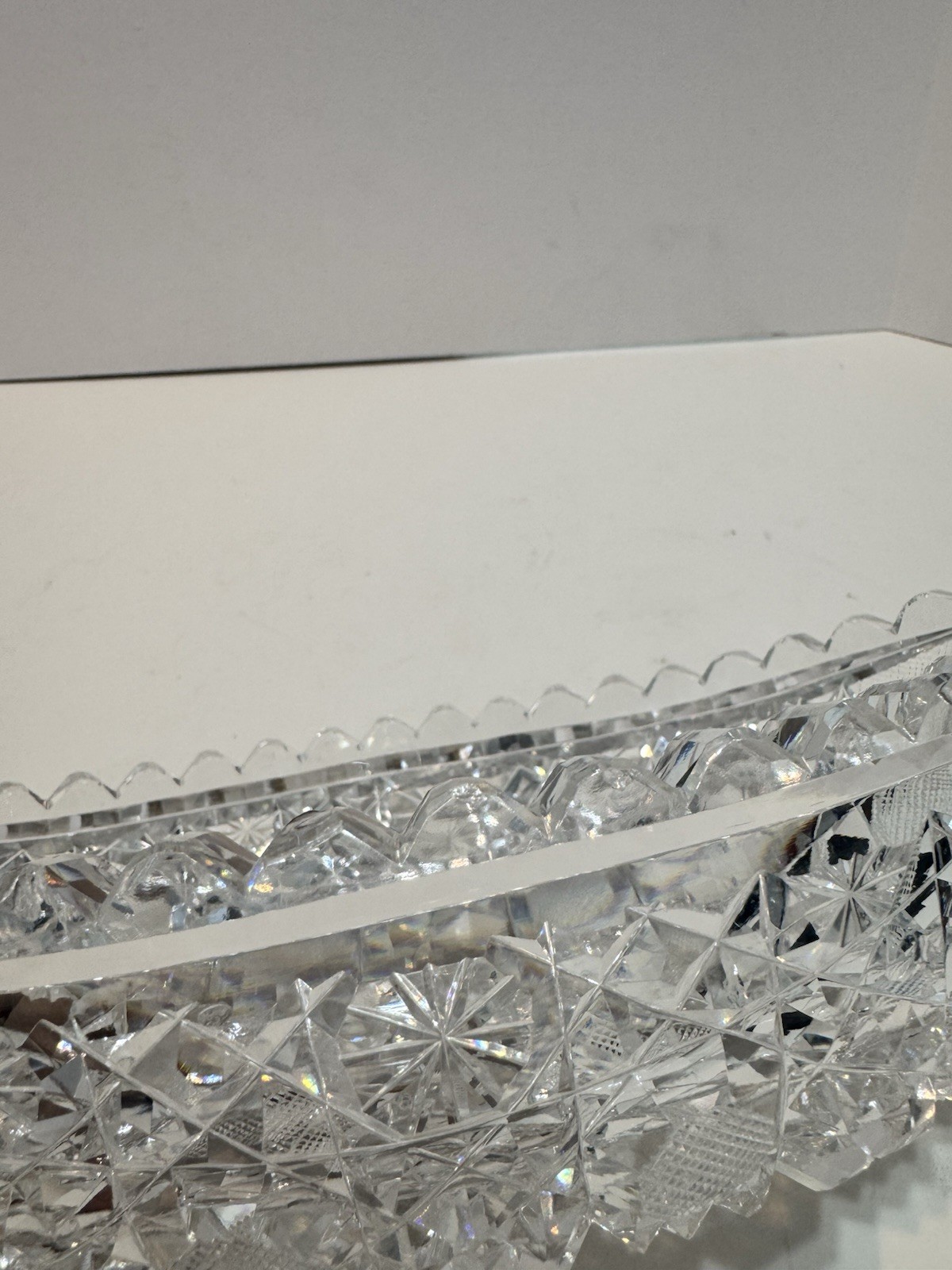 True Canoe Boat Relish Bowl American Brilliant Cut Glass Crystal Harvard Cane