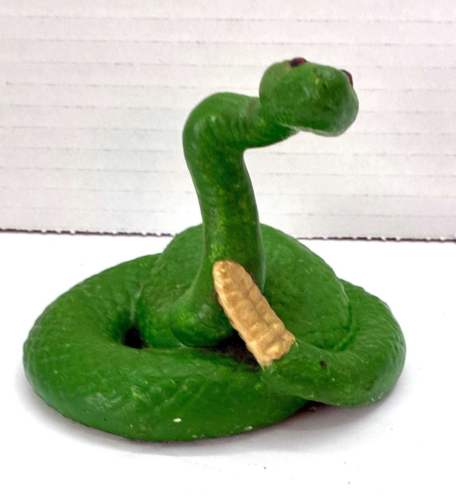 Vintage Ceramic Art Coiled Green Rattle Snake Worm Figurine