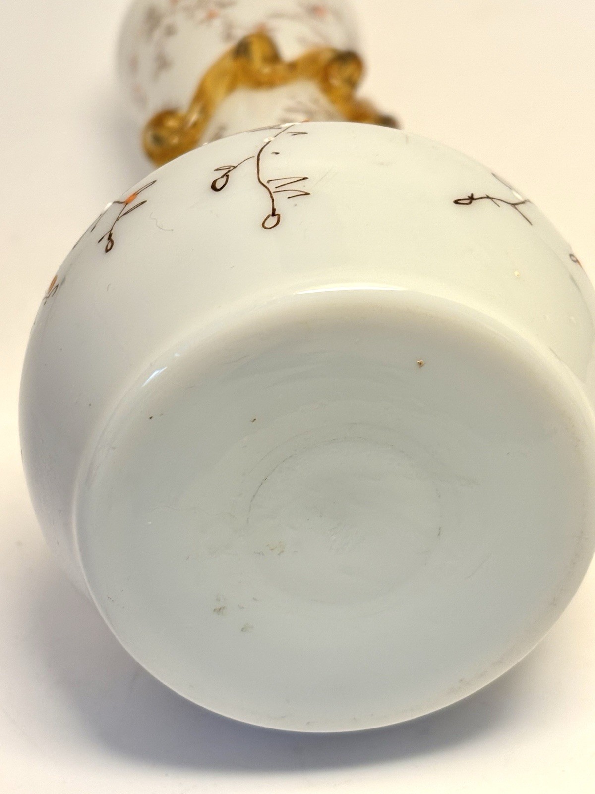 Bohemian Vase Hand Painted Applied Amber Glass Ribbon Moser Harrach Style 7 1/2”
