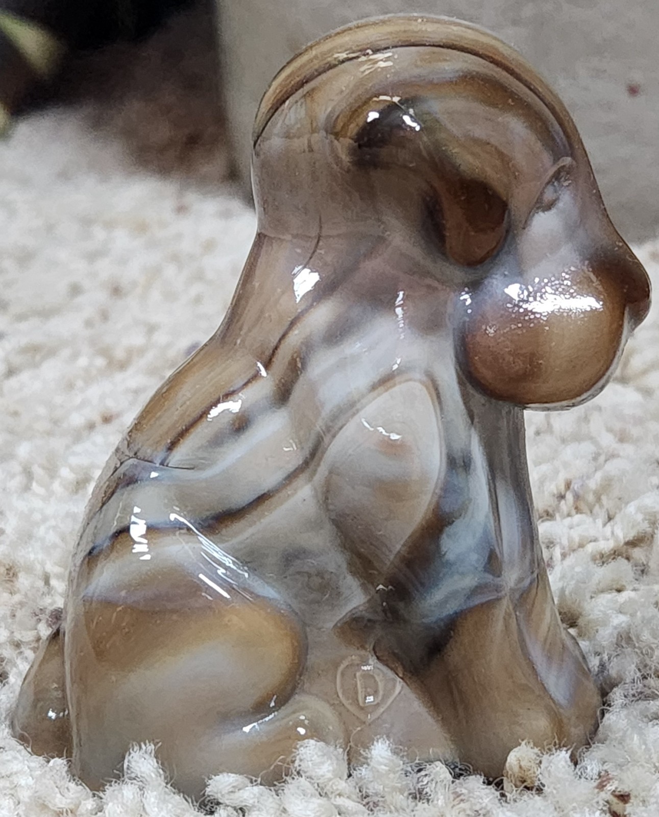 Vtg Degenhart Art Glass 3″ POOCHE #79 Toffee Slag Medium Figurine Paperweight