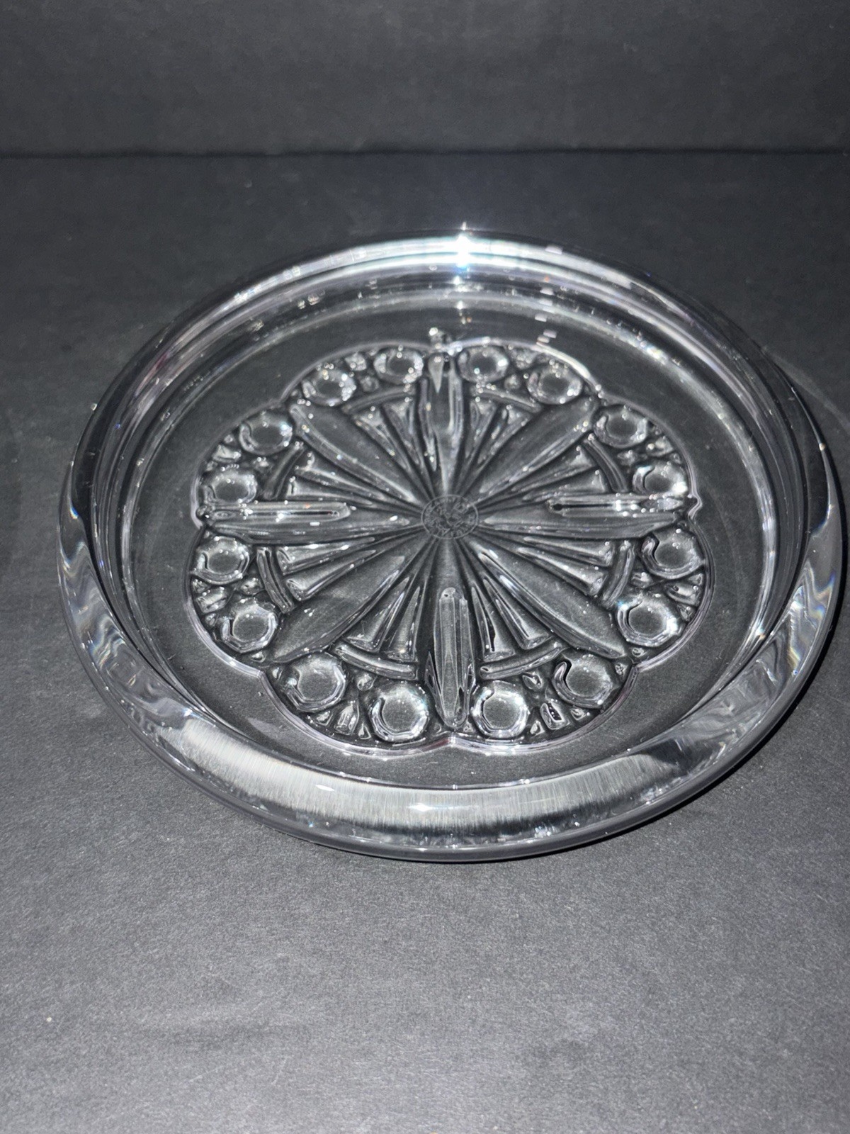 Pair of Baccarat Crystal Rosace Wine Bottle Coasters