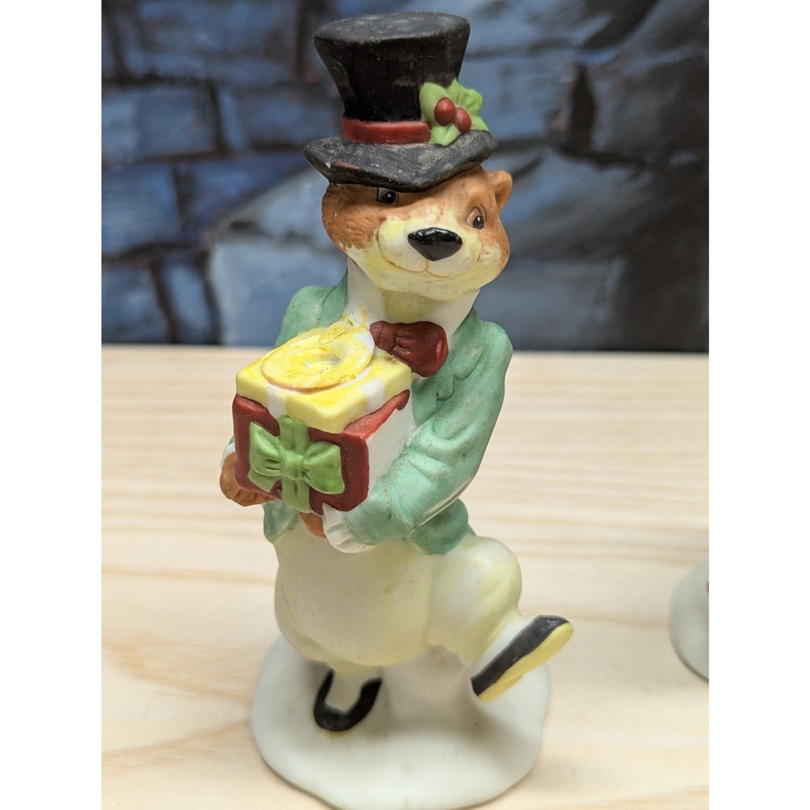 Vintage Enesco 2 Jane Chambless Christmas Carol Weasel Figurines Porcelain