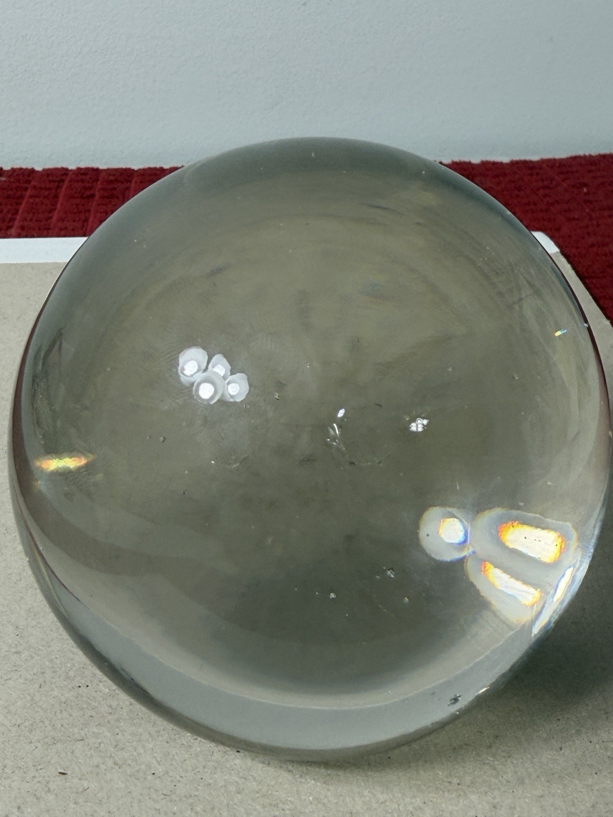 Solid Crystal Ball Glass Sphere/Orb Flat Bottom Paperweight 4″ 3.lbs.