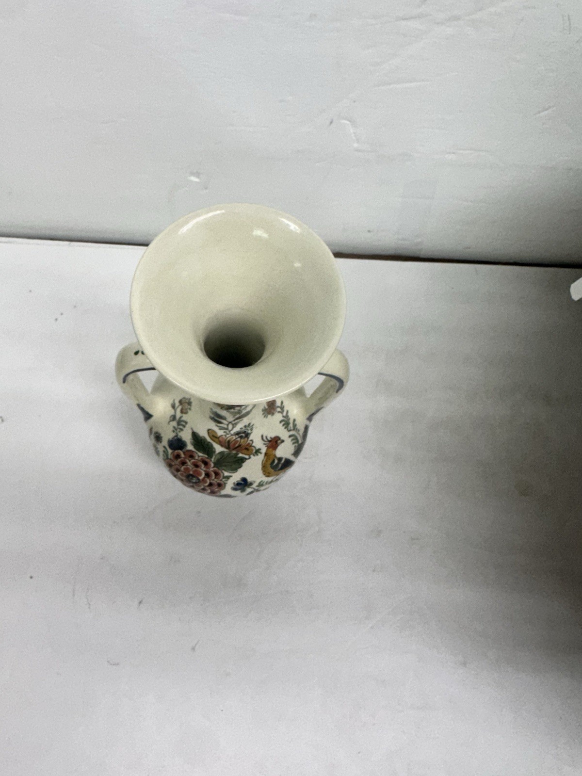 Vintage Delft Holland Hand-Painted Polychrome Vase 1982 Mint Condition