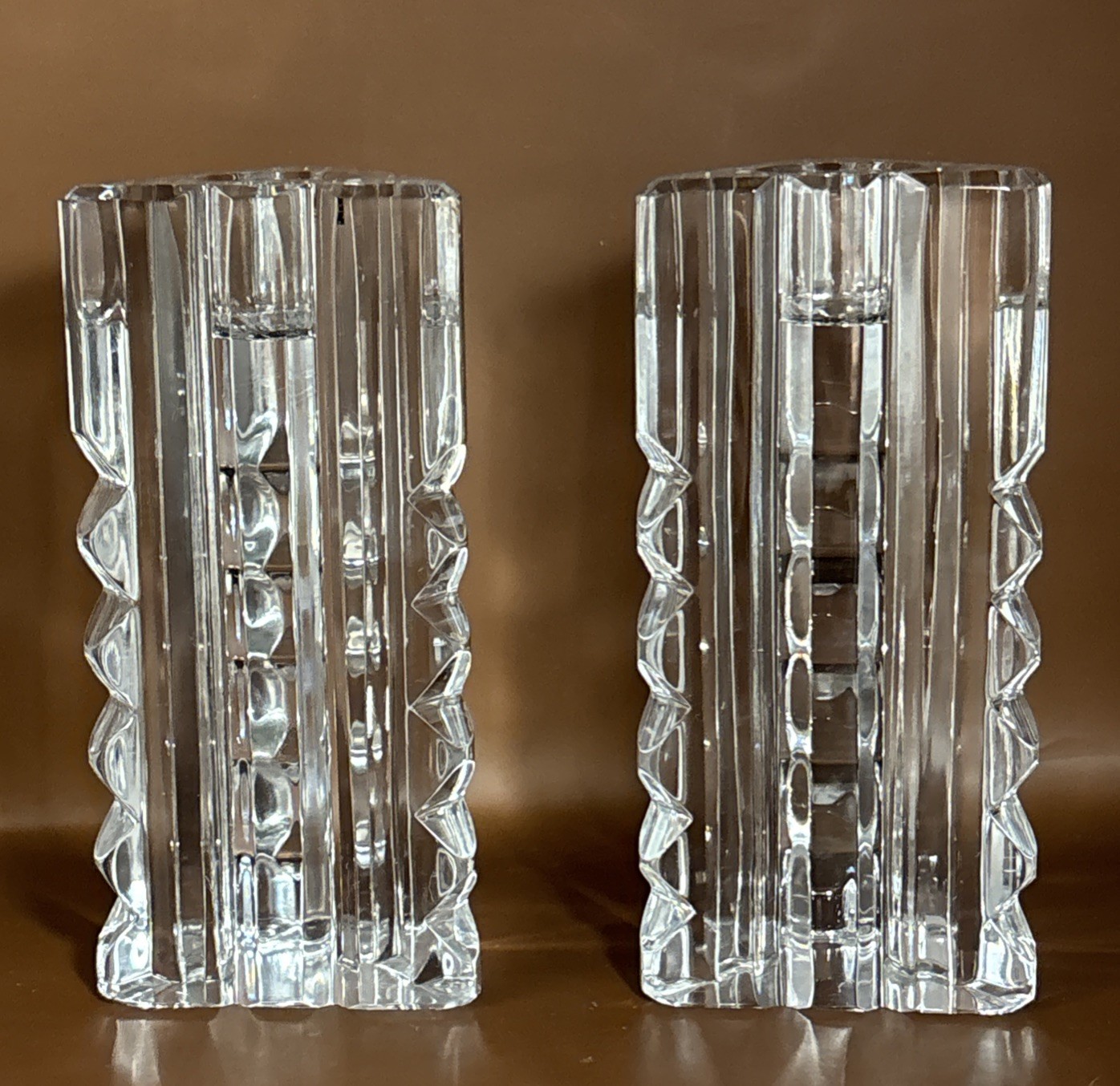 Rogaska Lead Crystal Candle Holders Exquisite Crystal. 5 By 2 3/4 In’s Signed