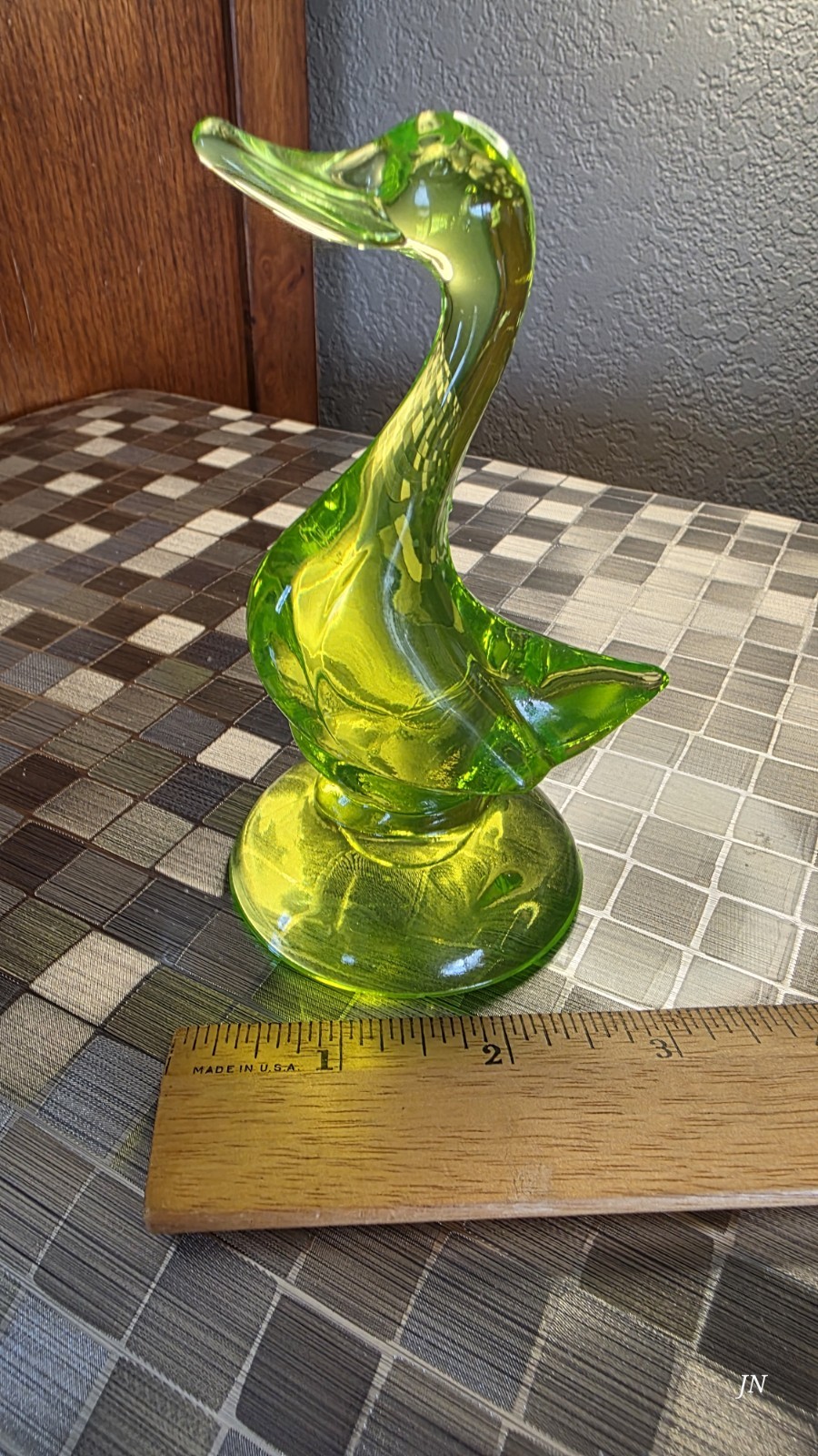 Viking Glass Epic Duck Baby 5 inch Lime Green Uranium!