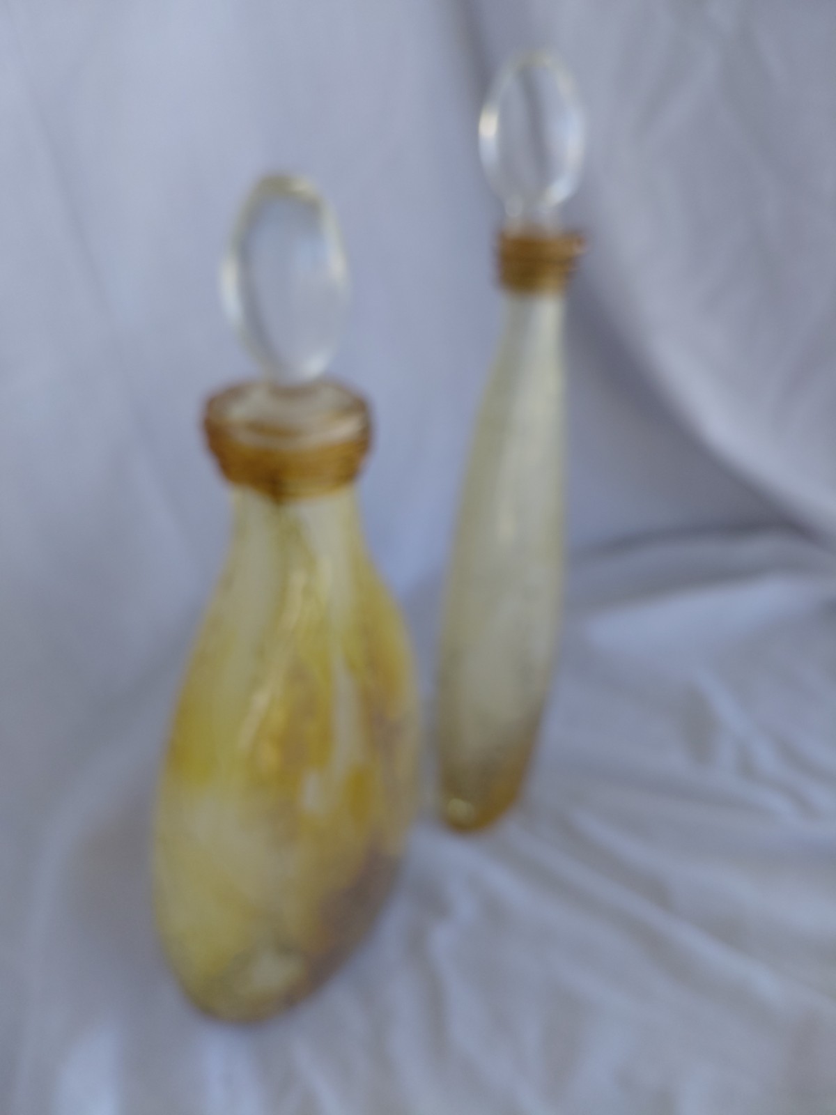 Vintage Abstact MONTAAGE ART GLASS VASE PAIR MADE in INDIA 1998 Artevenue Delhi