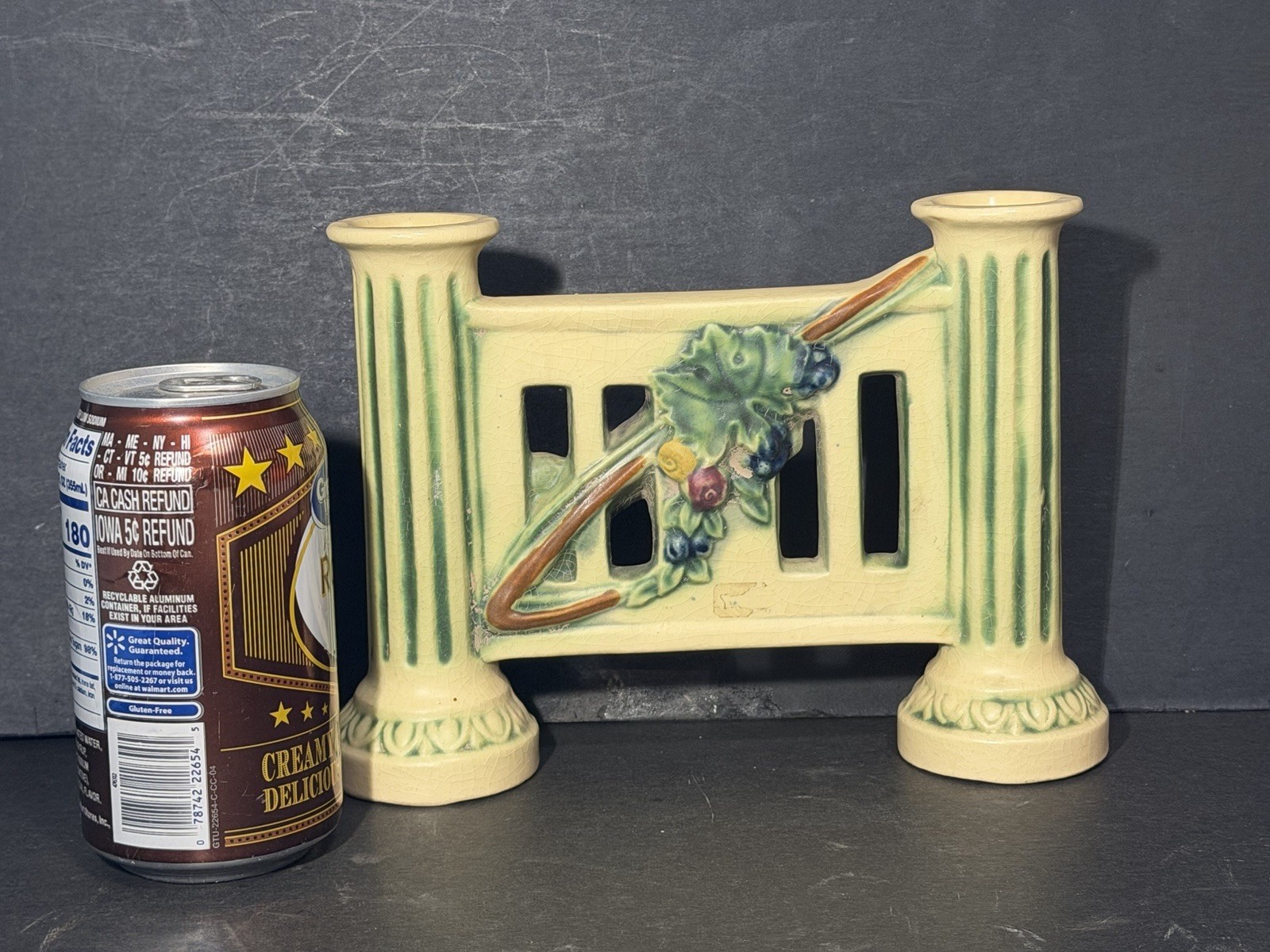 1923 Roseville Pottery Corinthian Double Column Gate Vase. Double Bud Vase