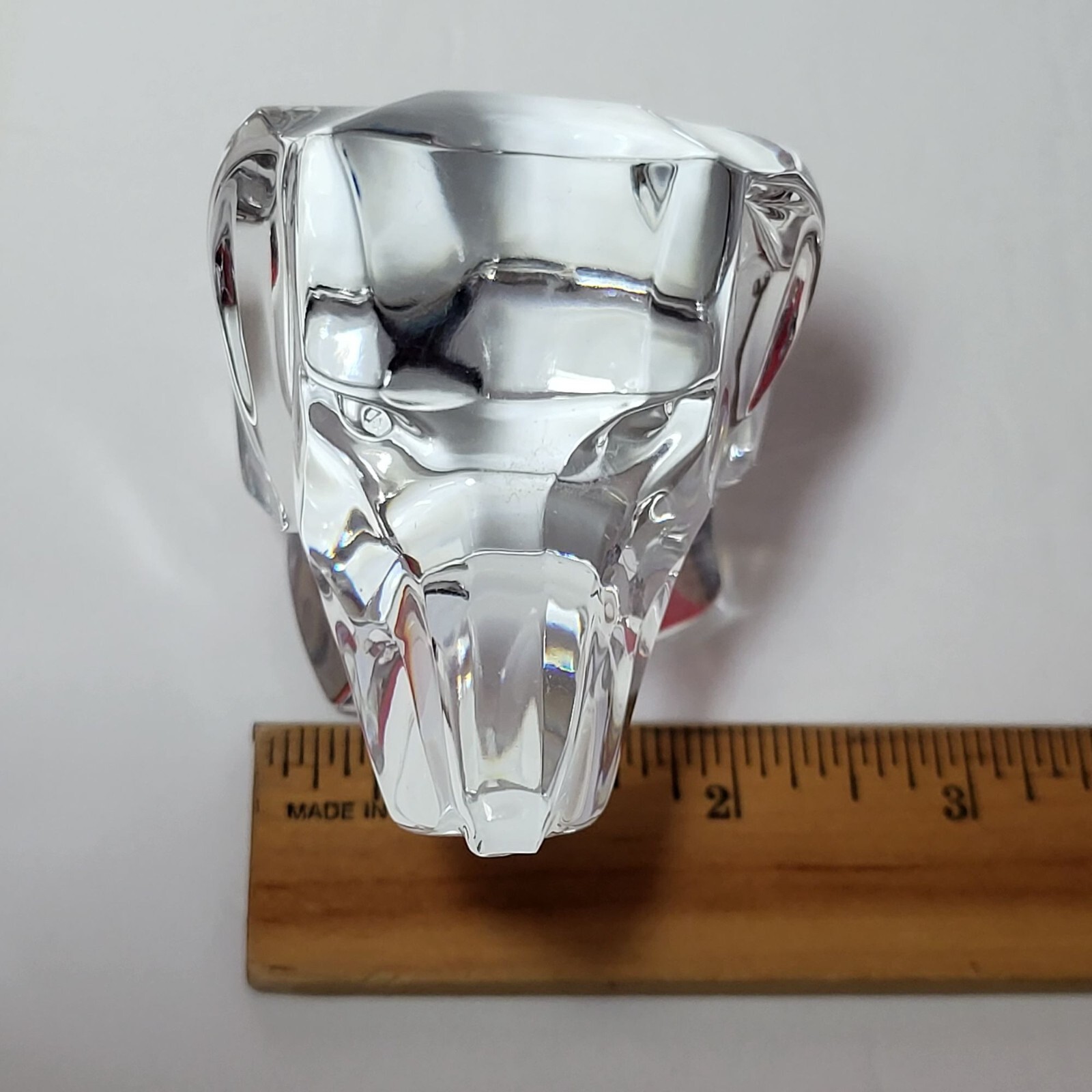 Clear Art Glass Crystal Dog Head Bust Paperweight Figurine Home Decor