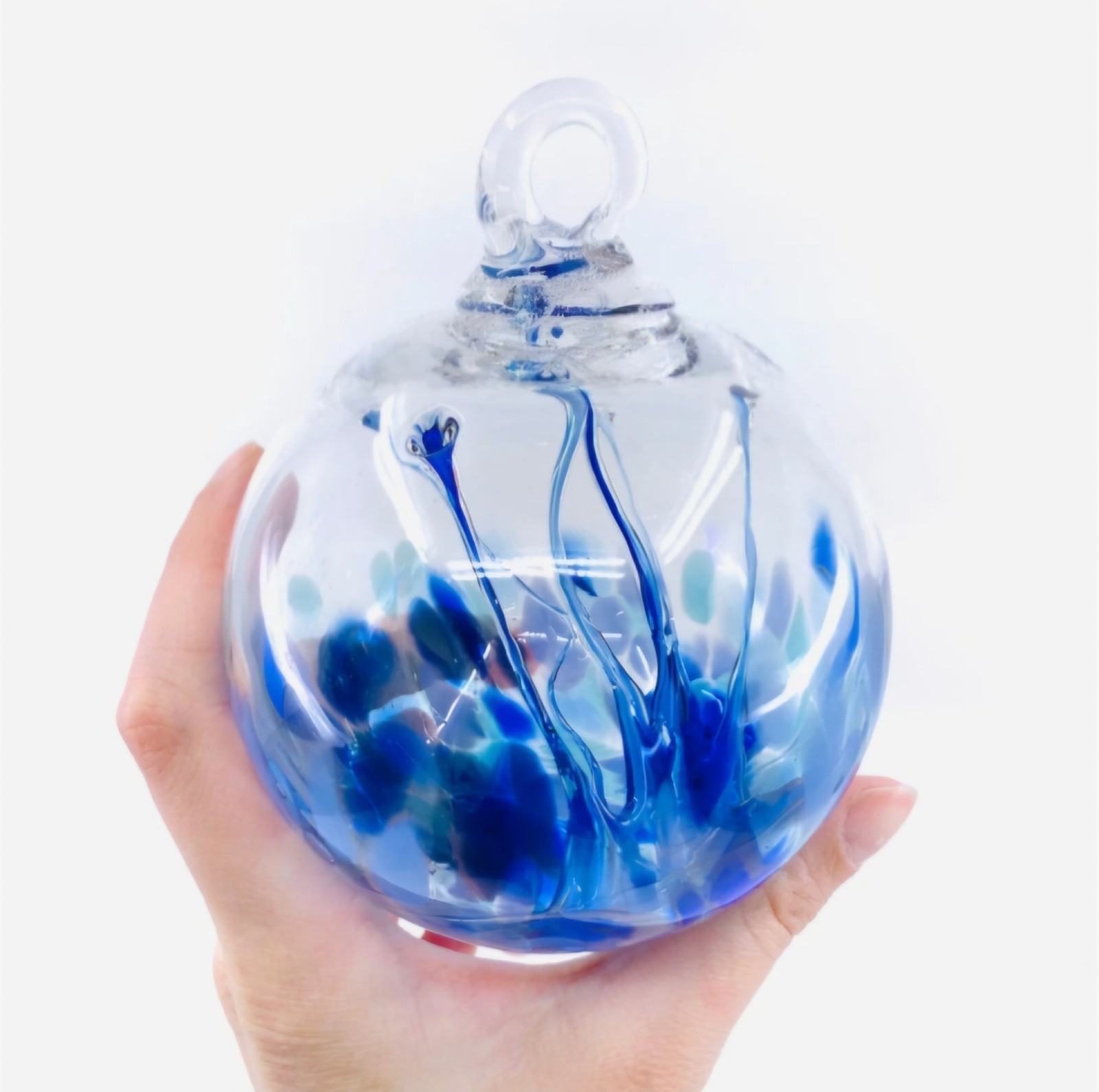 LUKE ADAMS LARGE BLUE RAINDROP TREE OF LIFE GLASS ORNAMENT‼️FREE SAME DAY SHIP