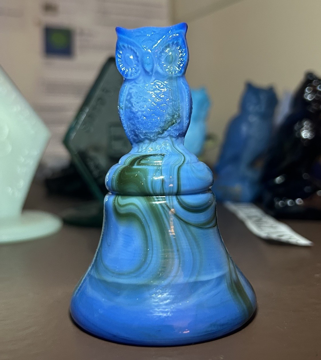 boyd glass owl bell pocono blue english yew swirls