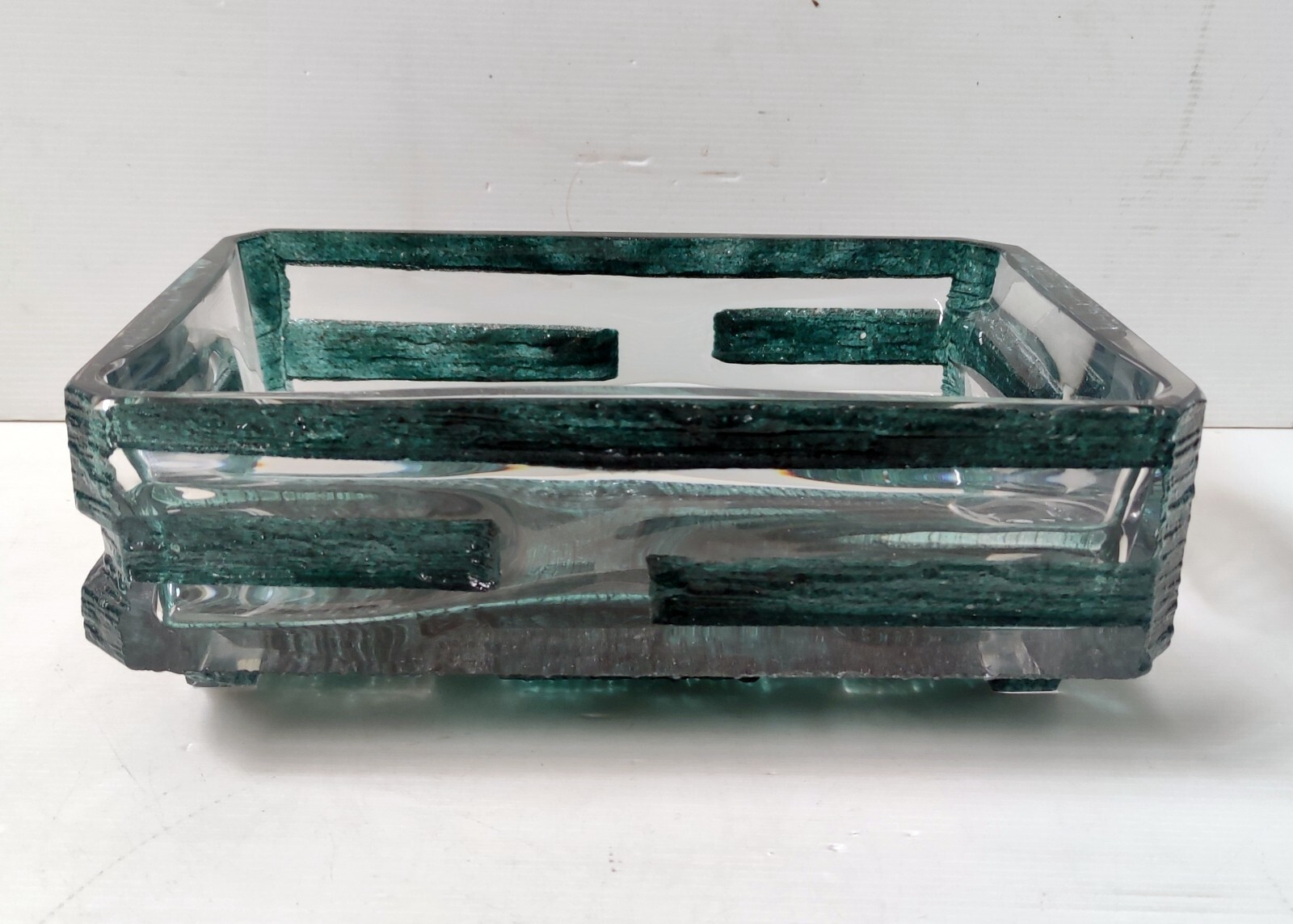 Large Green Crystal Bowl Signed Daum France Model Argos Cesar Baldaccini 1970