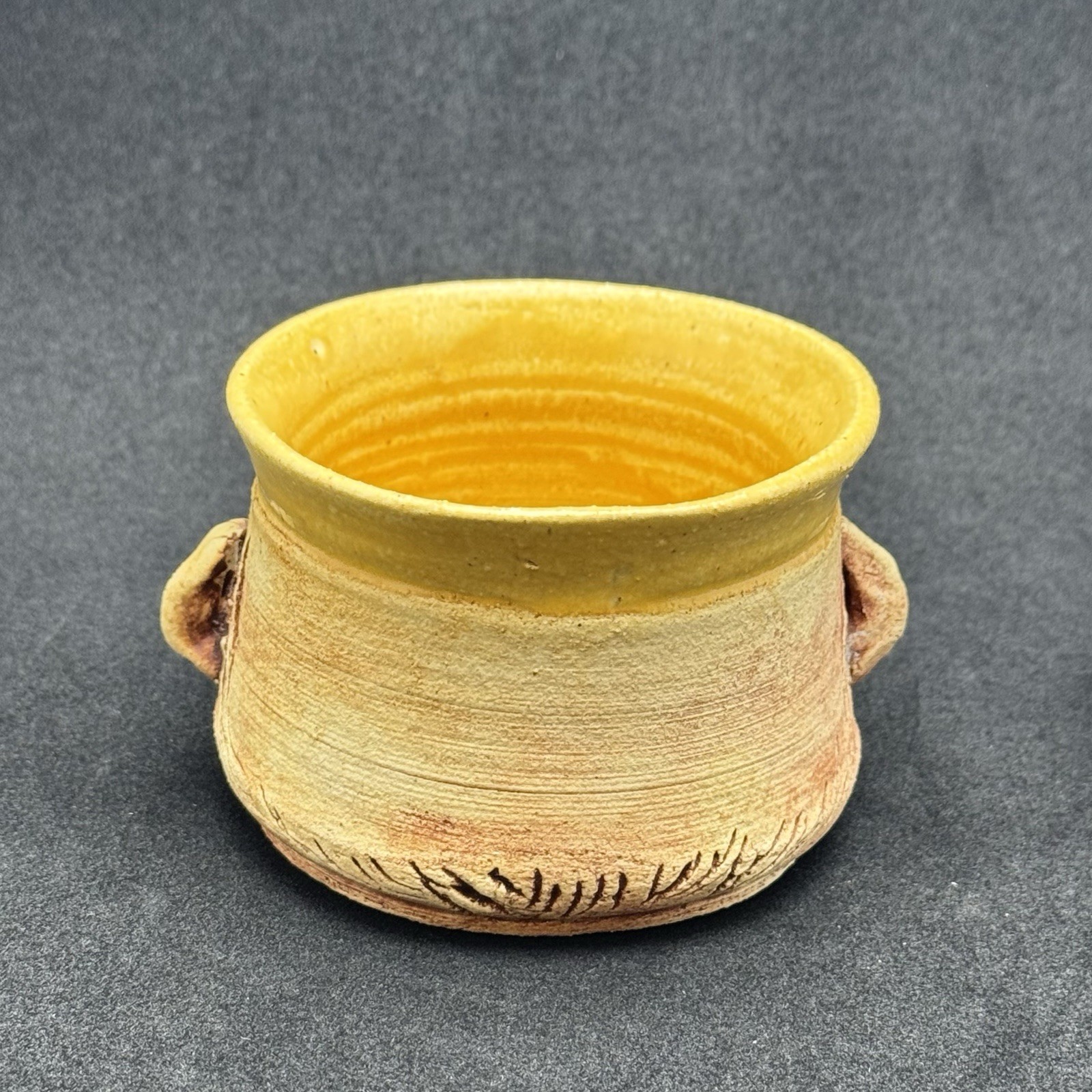 Signed Studio Art Pottery Face Planter Vessel Bowl Whimsical Folk Art Ceramic