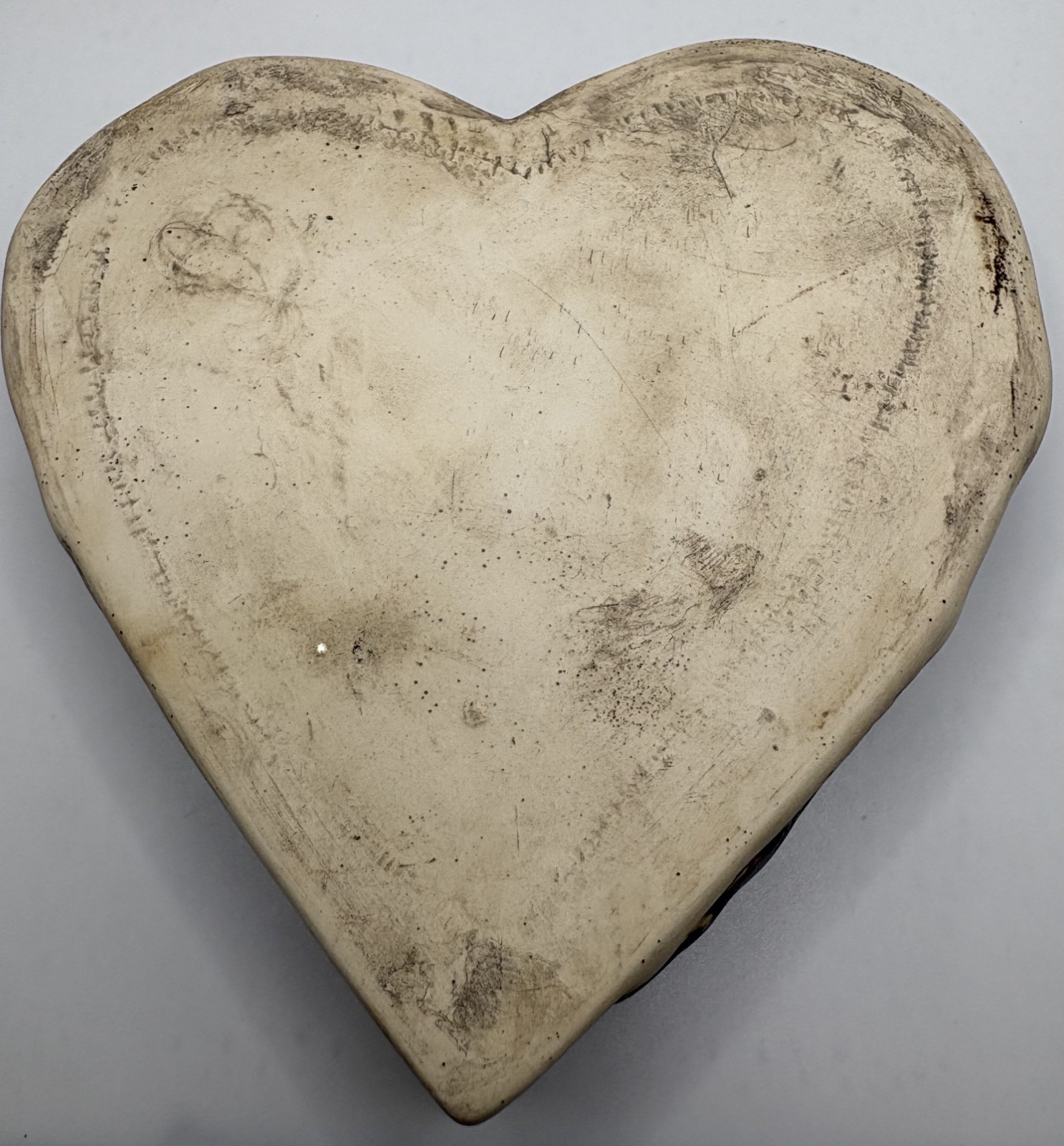 Heart, 5 1/2 X 5 1/2 inches, 1 inch deep,black and white, ceramic, crackle glaze