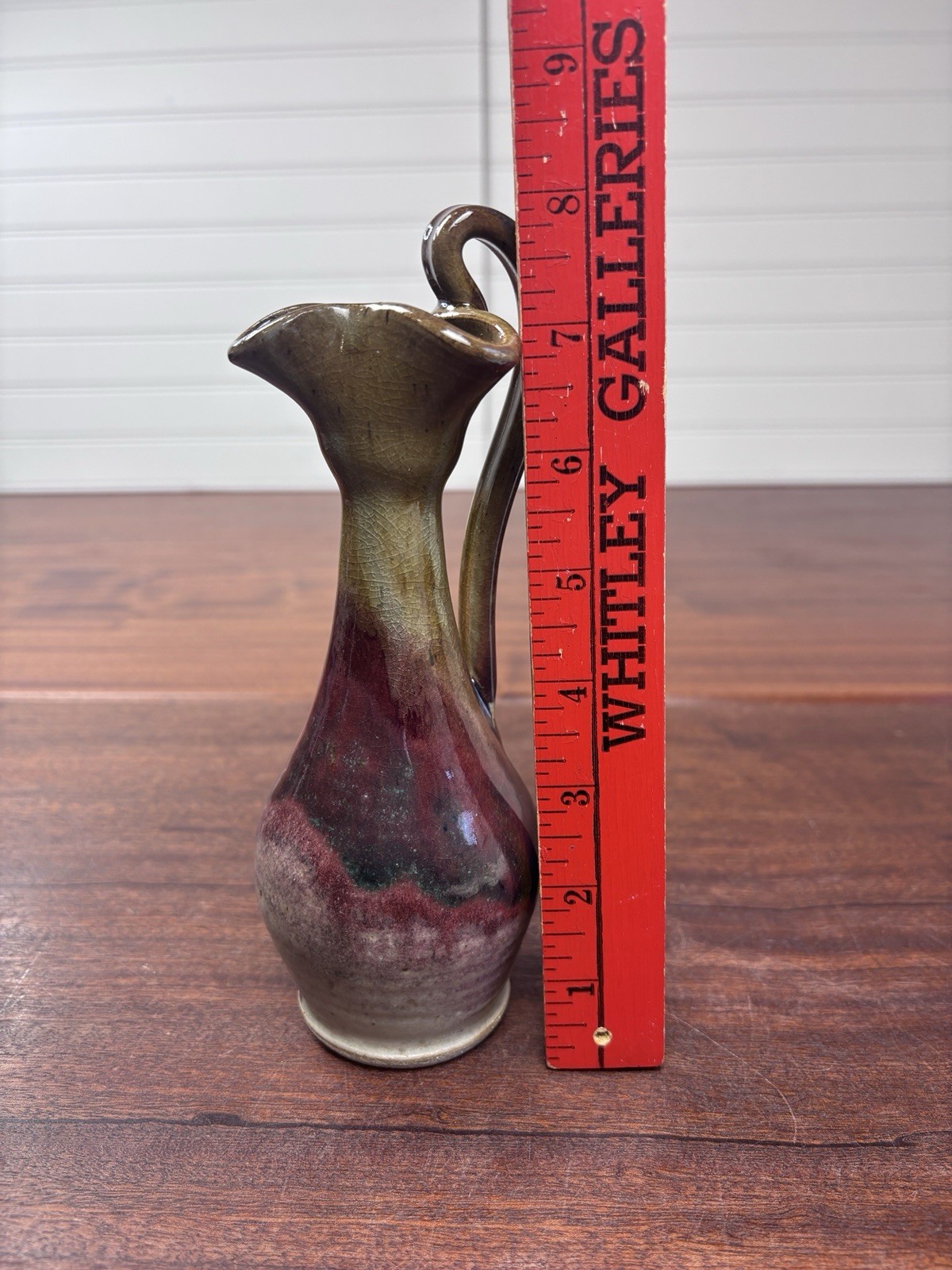 Pottery Pitcher Vase Signed 8”
