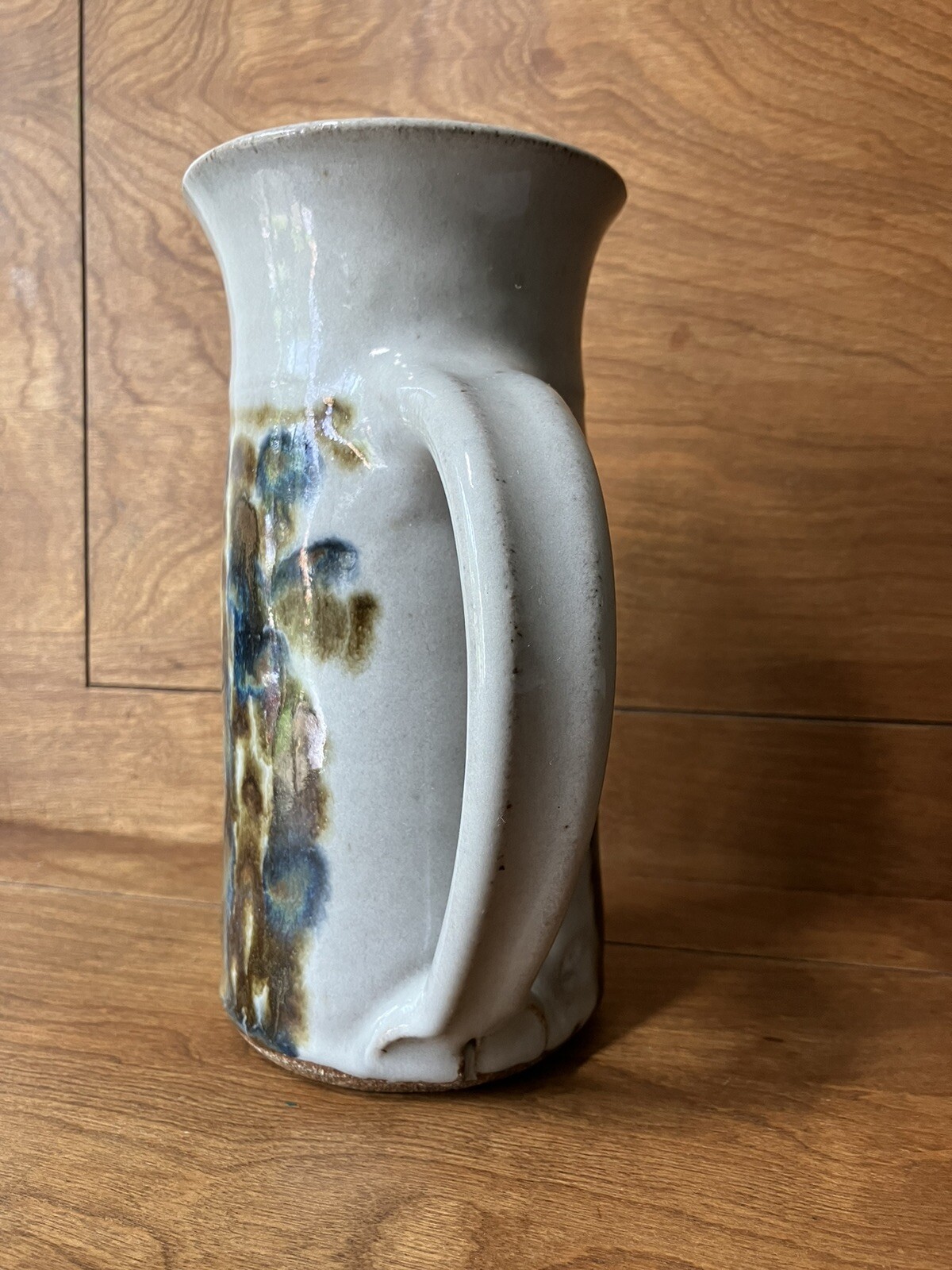 Vintage John Fassbinder studio pottery Pitcher mid century modern art 8 1/4 in