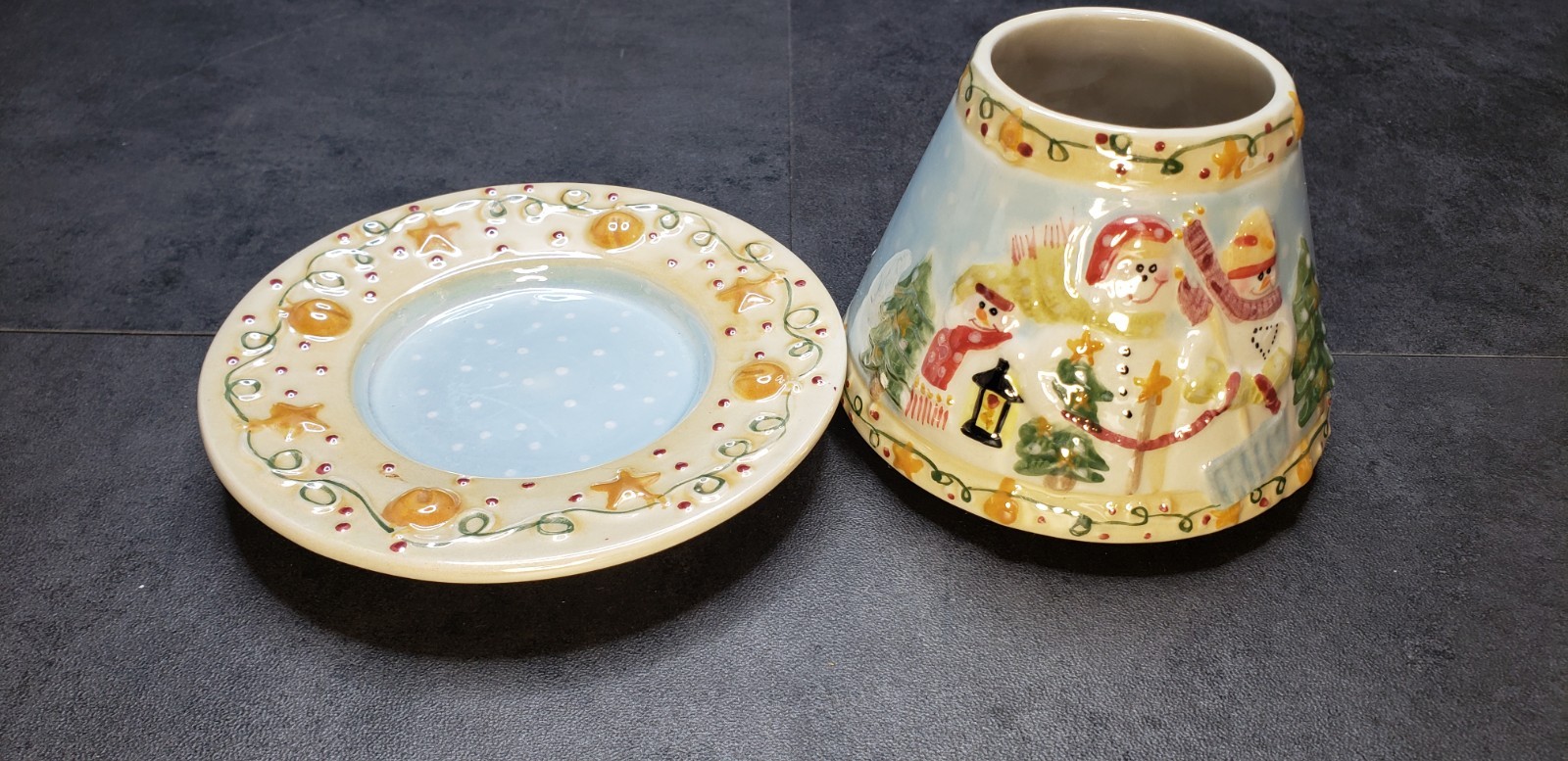 Candle Topper Shade Snowman and Plate with Santas Cookie by Yankee Candle