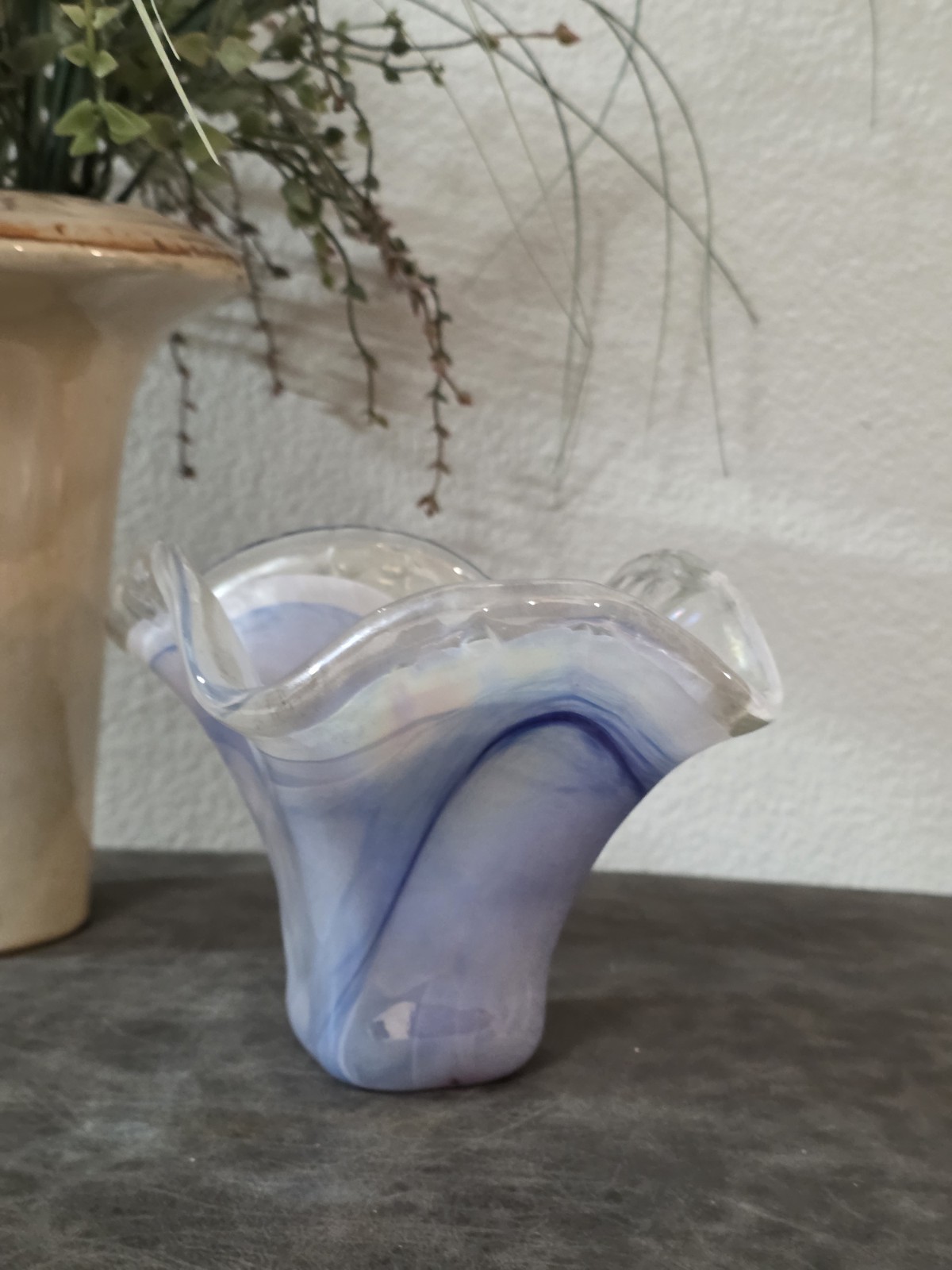 Lavorazione Murano Bud Vase Rainbow Swirl Green/Blue/Pink 2.25″L x 2.25″W x 8″H