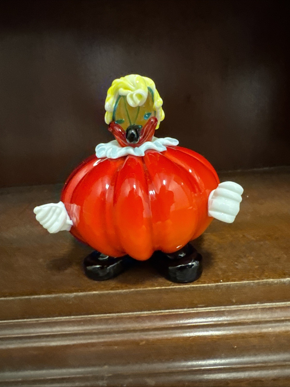 Vtg Murano Glass Fat Clown Pumpkin Shaped Figurine Hand Blown 1.8lbs 5.5” Tall