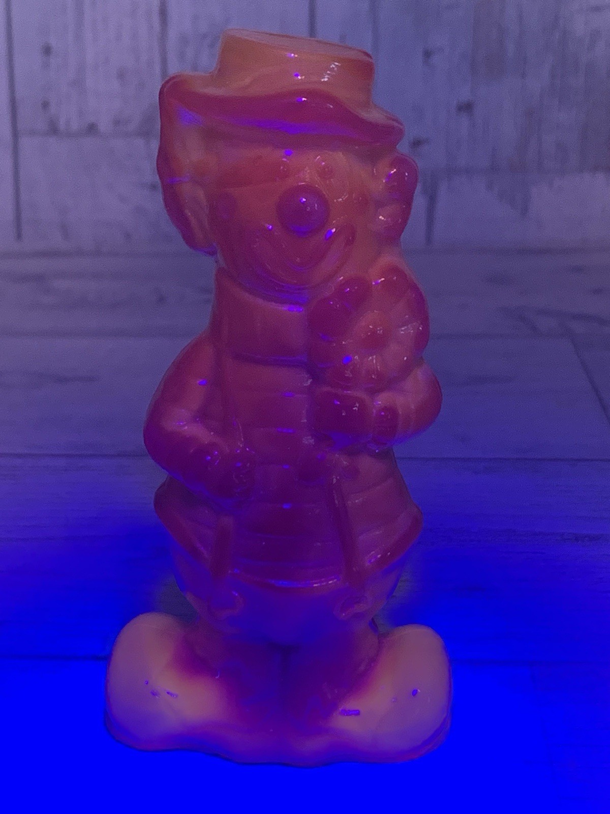 Boyd Glass Virgil Two Faced Happy Sad Clown M Orange Custard Slag Glass UV Glow