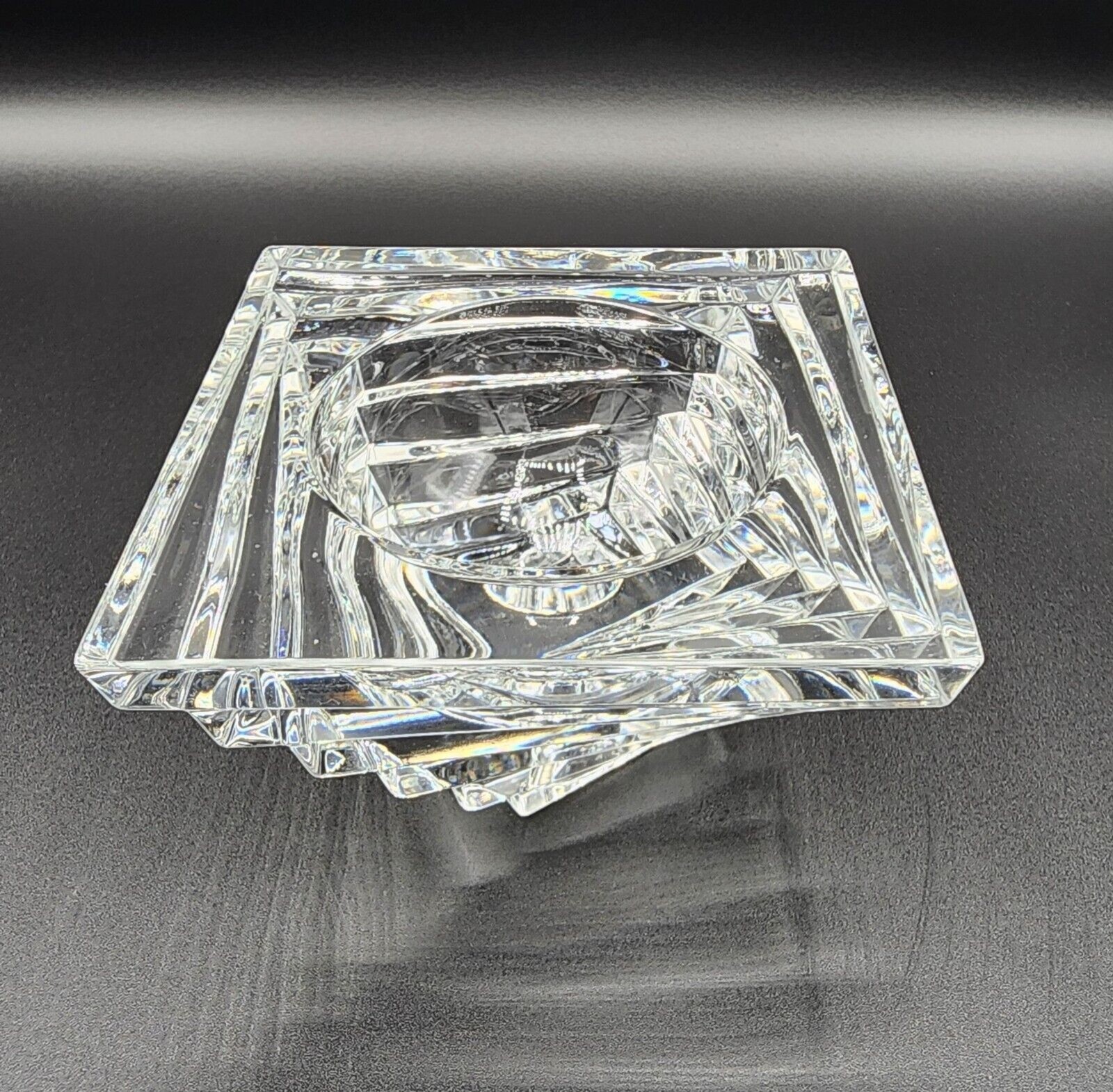 JG Durand Vintage Crystal Sculpture Candle Holder 2.25in x 4in 1980 Round Candle