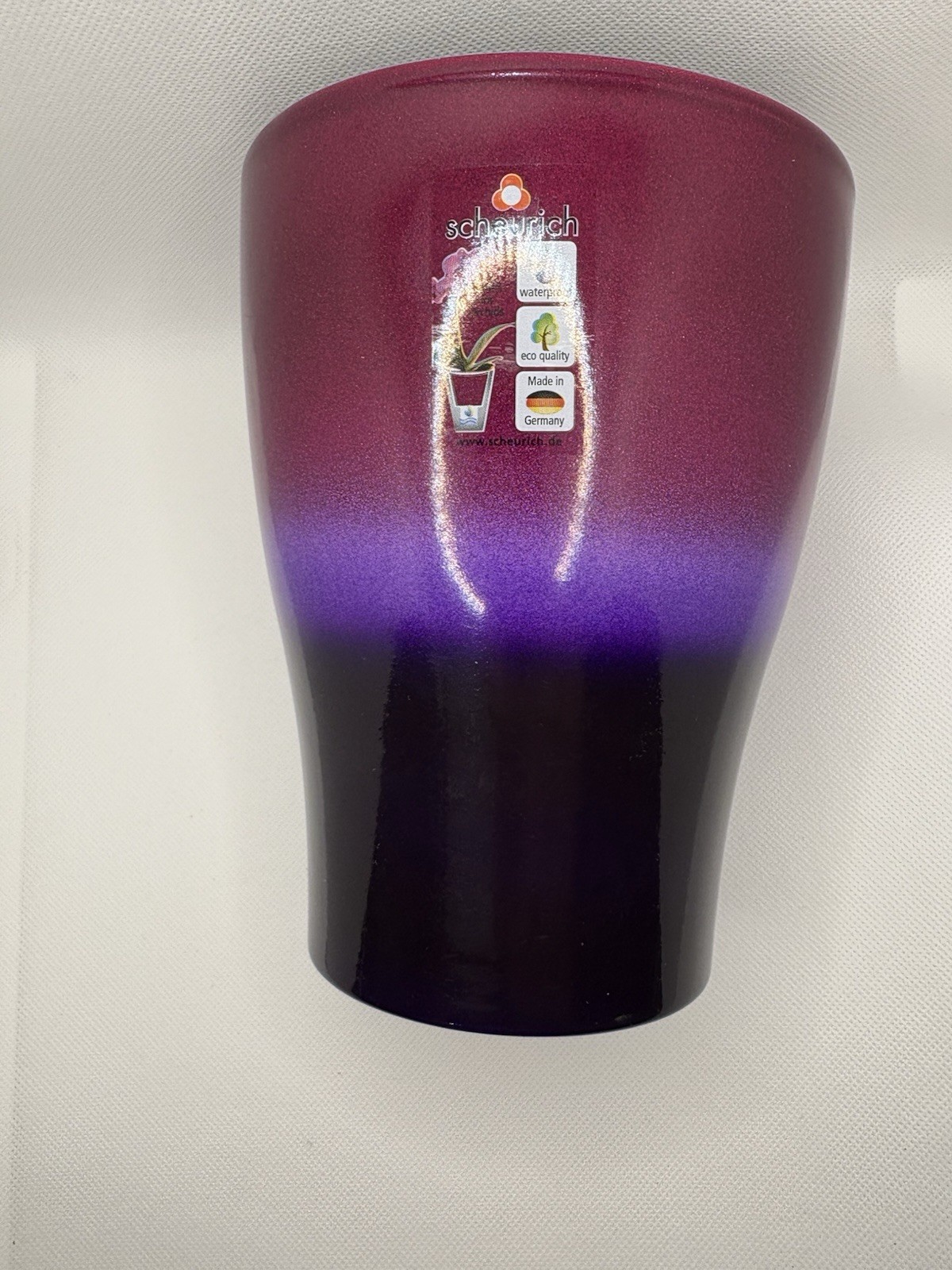 Scheurich Germany 620-15 Ceramic Orchid Pot Glossy Plum Purple Ombre Waterproof